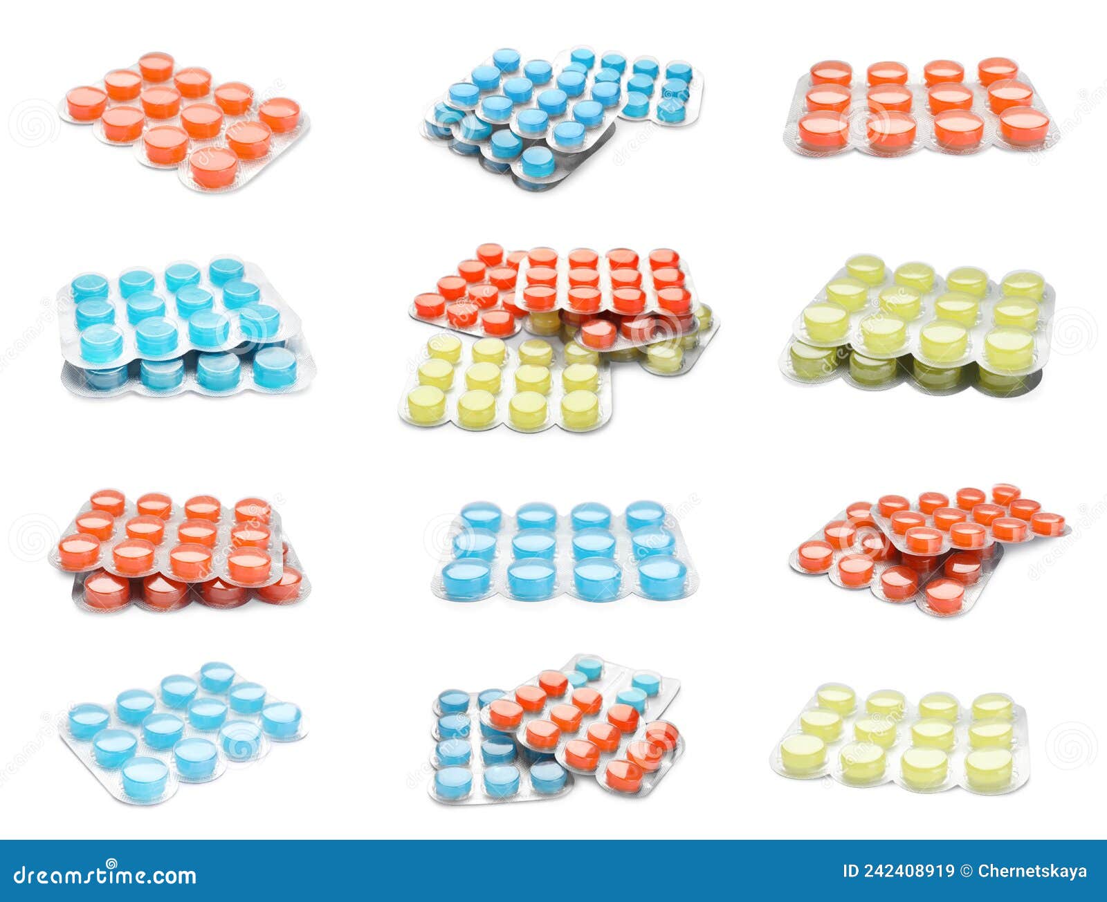 Set with Different Cough Drops on White Background Stock Image - Image