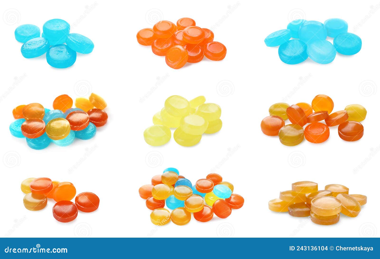 Set with Different Cough Drops on White Background Stock Photo - Image