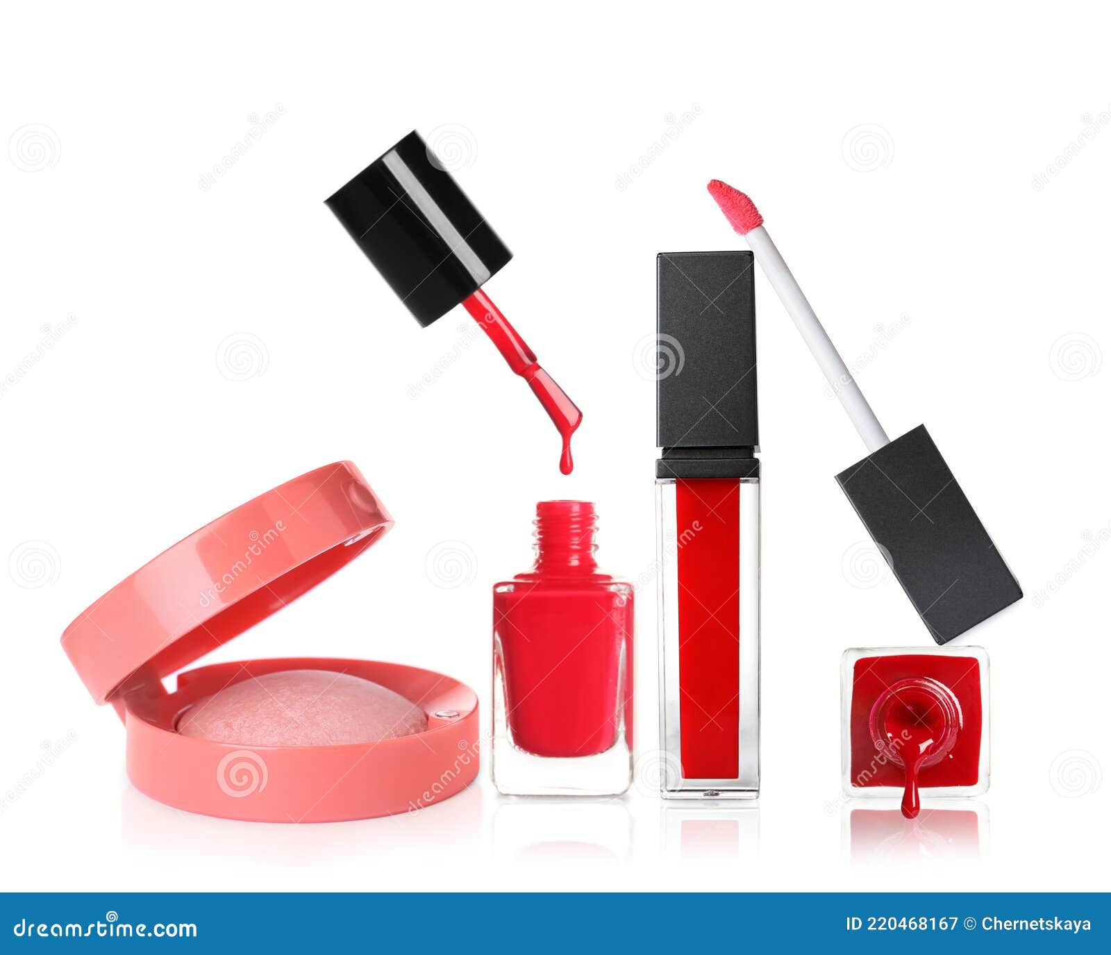Set with Different Decorative Cosmetics on White Background Stock Image