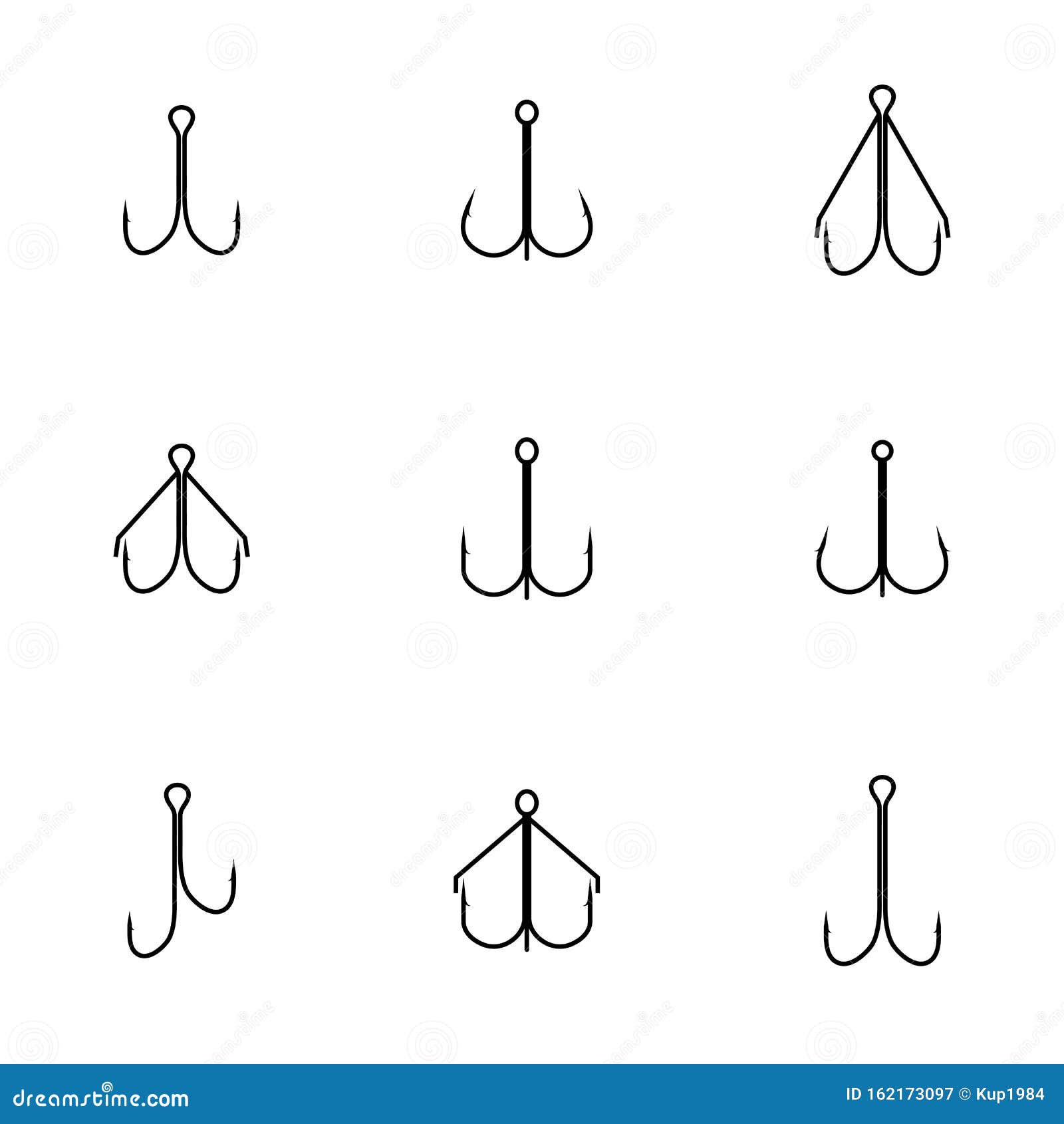 Download Set Of Different Double And Triple Hooks, Vector ...