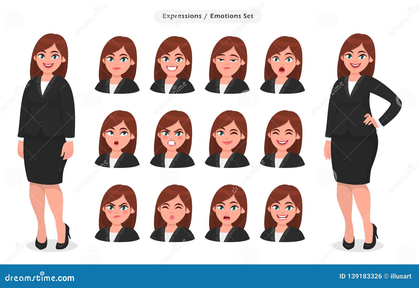 Set of Different Face Expressions/emotions for Female Cartoon Character. Beautiful Woman Emoji/avatar with Various Facial. Stock Vector - Illustration of depression, facial: 139183326 Set of Different Face Expressions/emotions for Female Cartoon Character. Beautiful Woman Emoji/avatar with Various Facial. Stock Vector - Illustration of depression, facial: 139183326