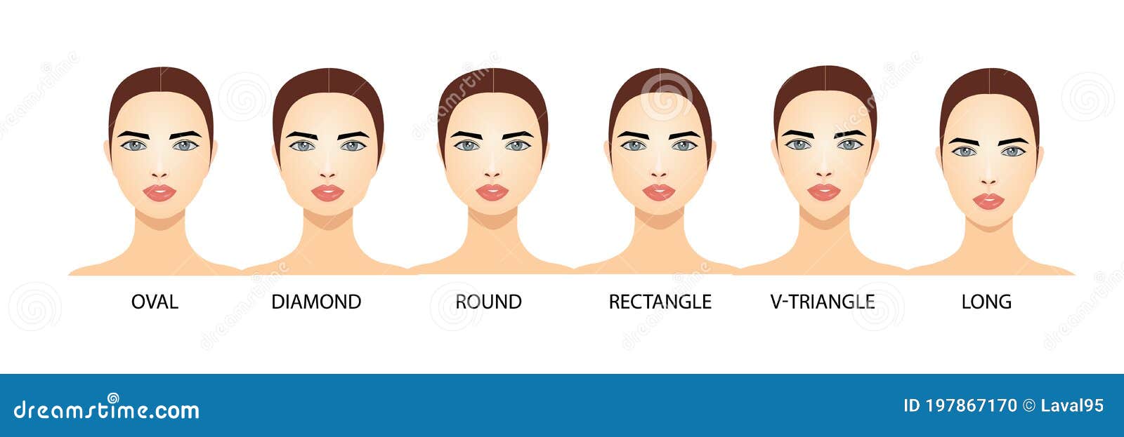Set of Different Female Face Shapes on a White Background Stock Vector ...