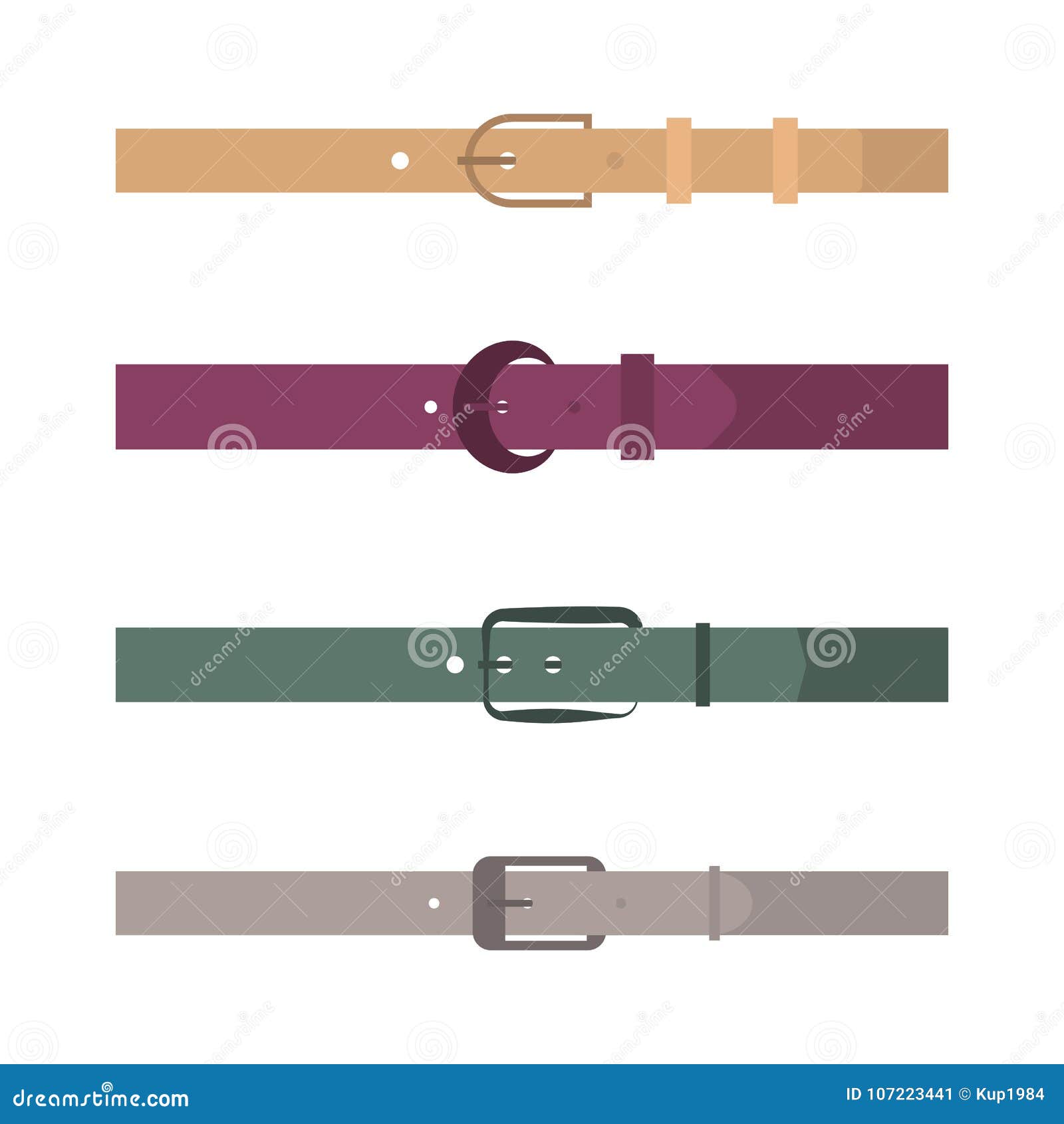 Set of Different Flat Colored Belts, Vector Illustration. Stock Vector ...