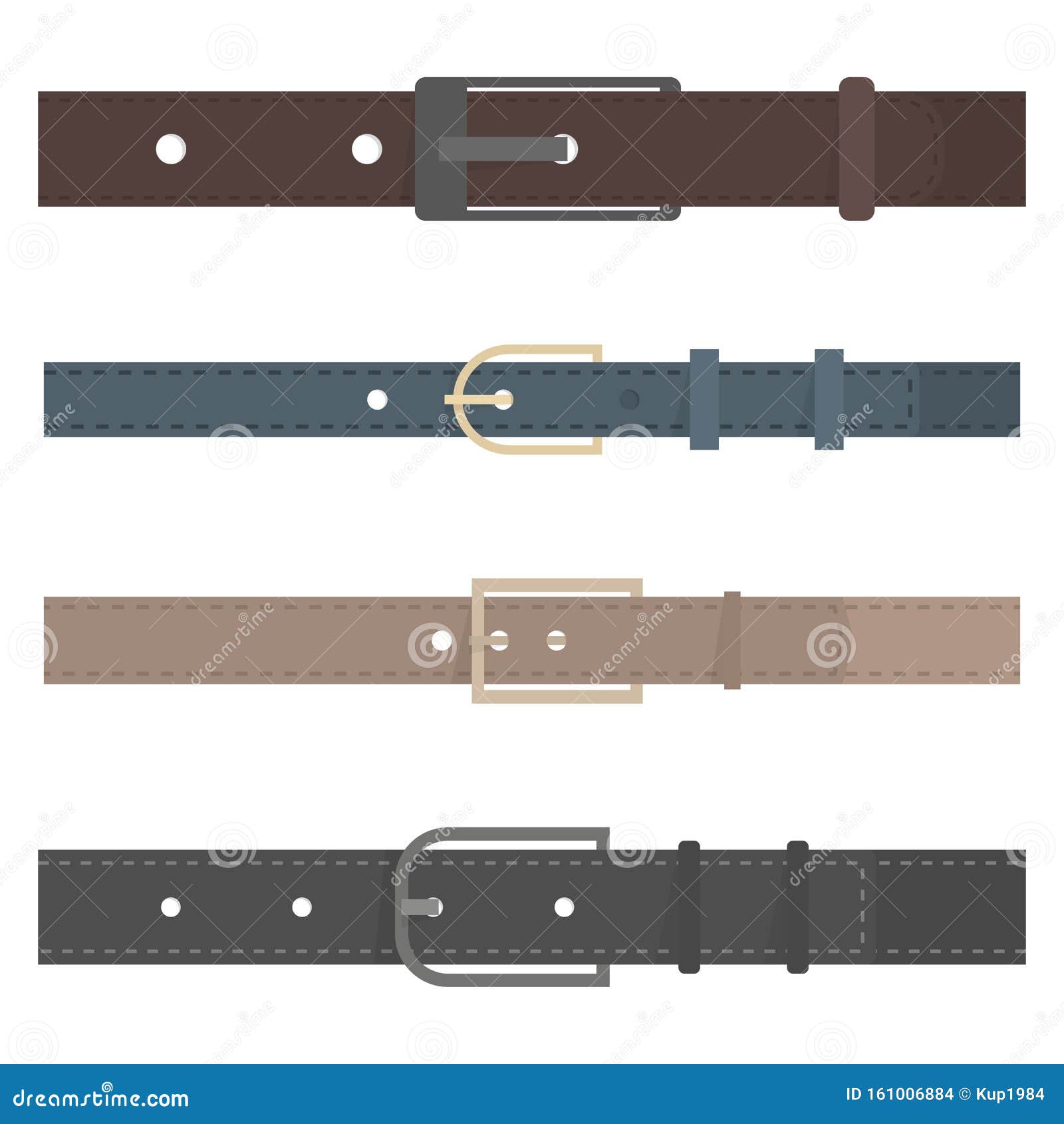 Set of Different Flat Colored Belts, Vector Illustration Stock Vector ...