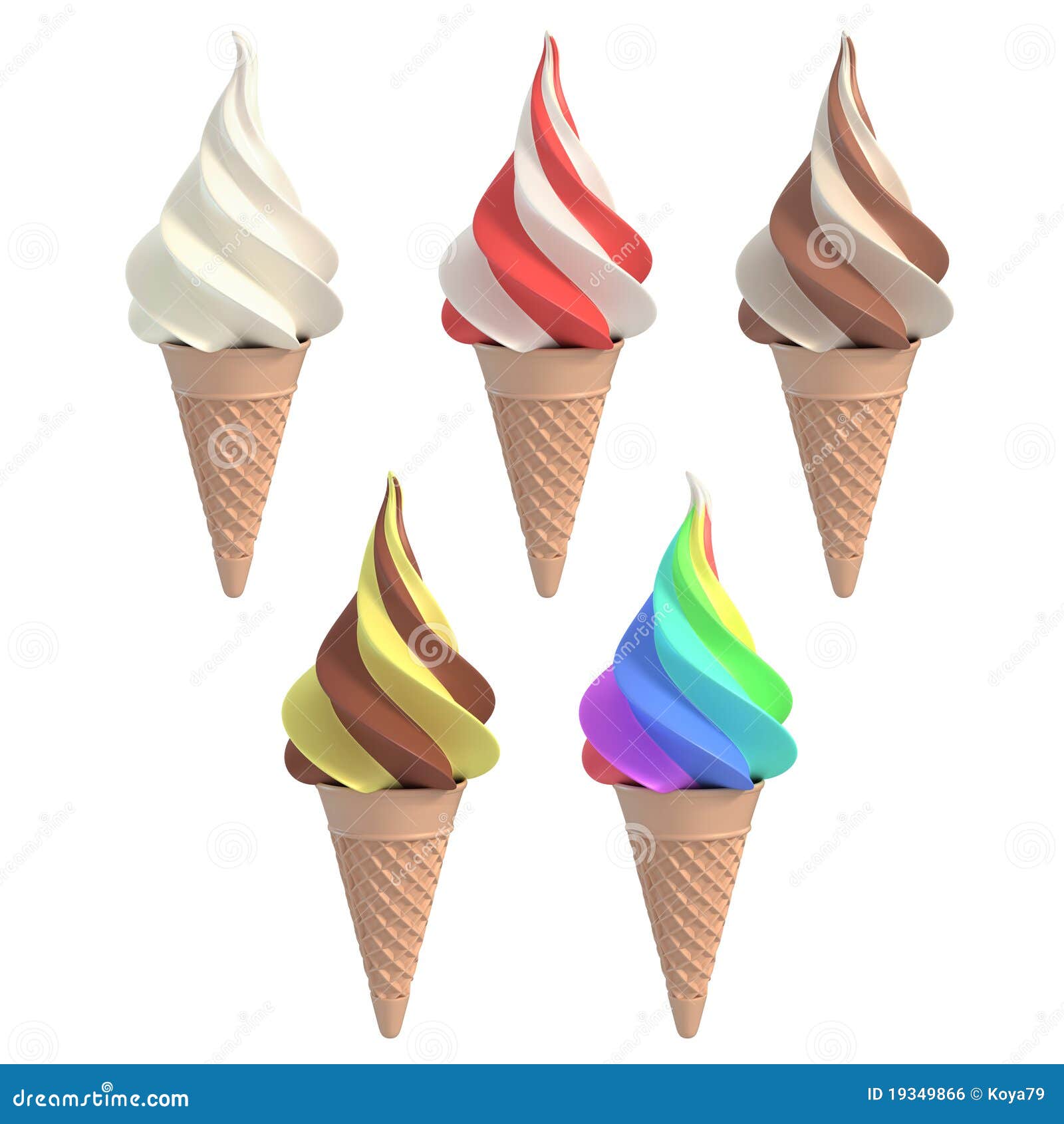 Set Of Different Flavors Of Ice Cream Royalty Free Stock
