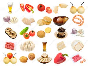 Set From Different Food Items Stock Photo Image Of Cake Meat 7402280