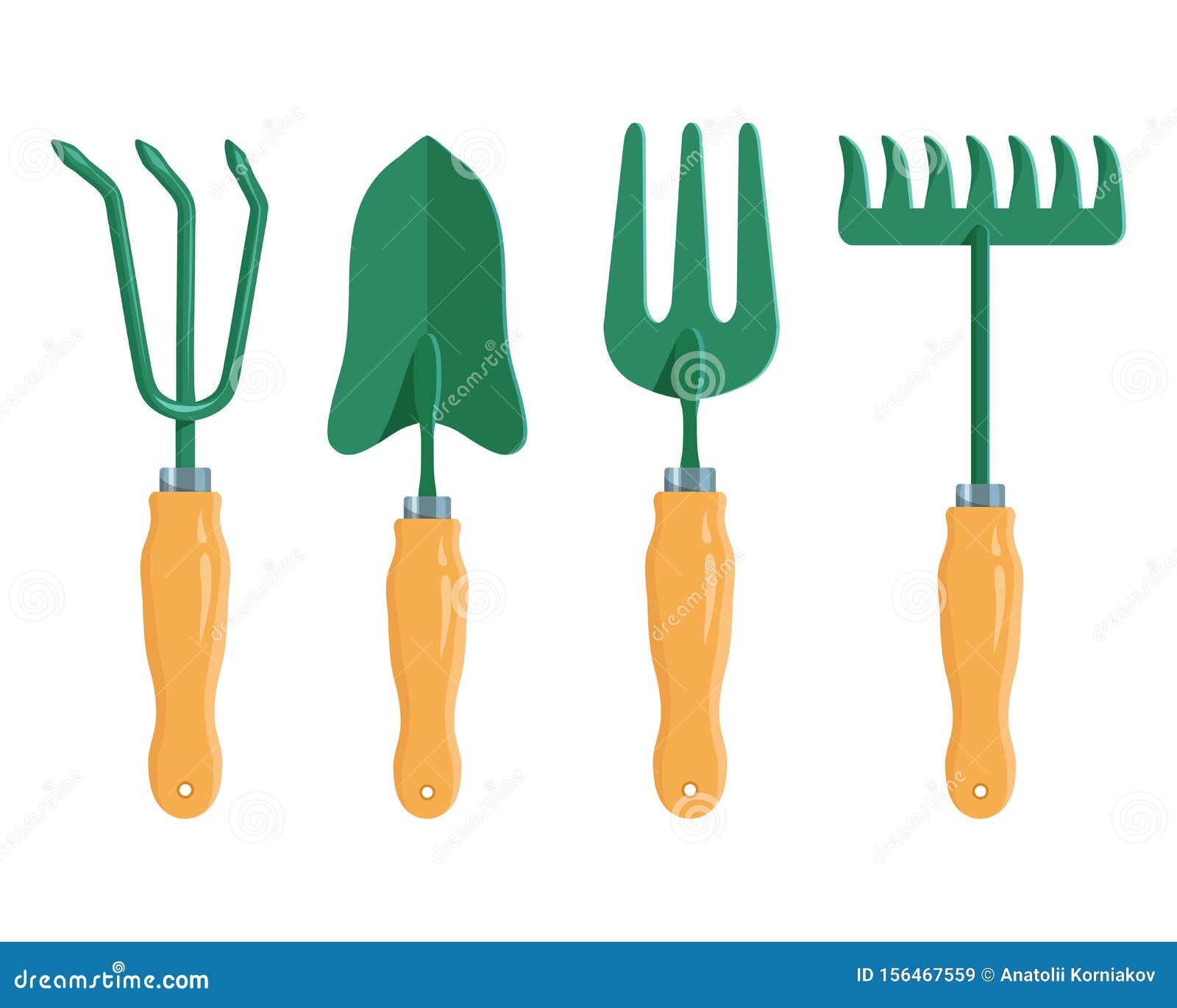 Set of Different Gardening Tools. Spring Garden Items. Various Tools