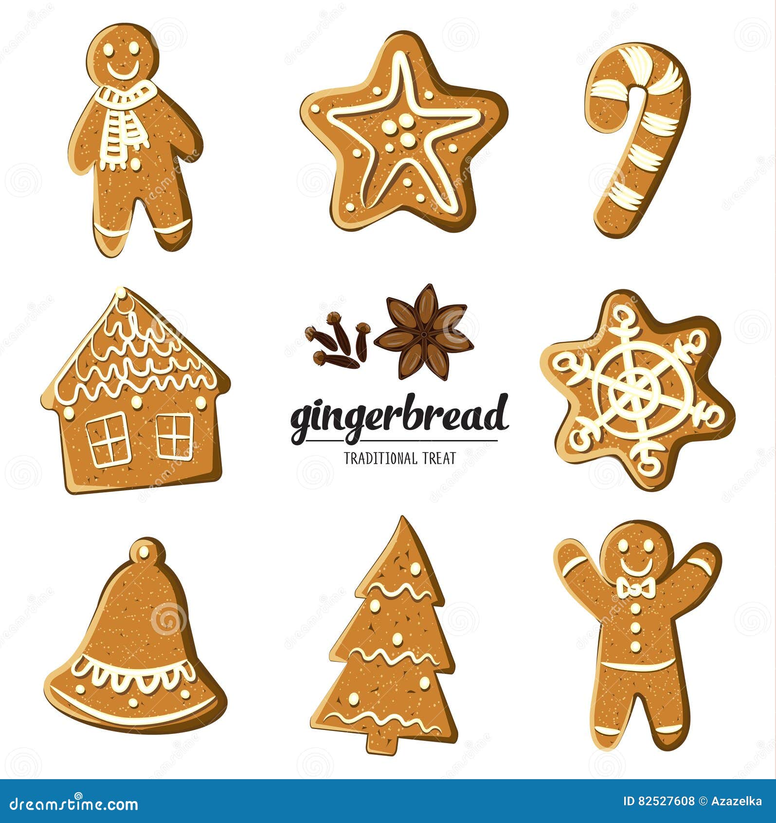 Christmas cookies - gingerbread men, christmas trees and stars on