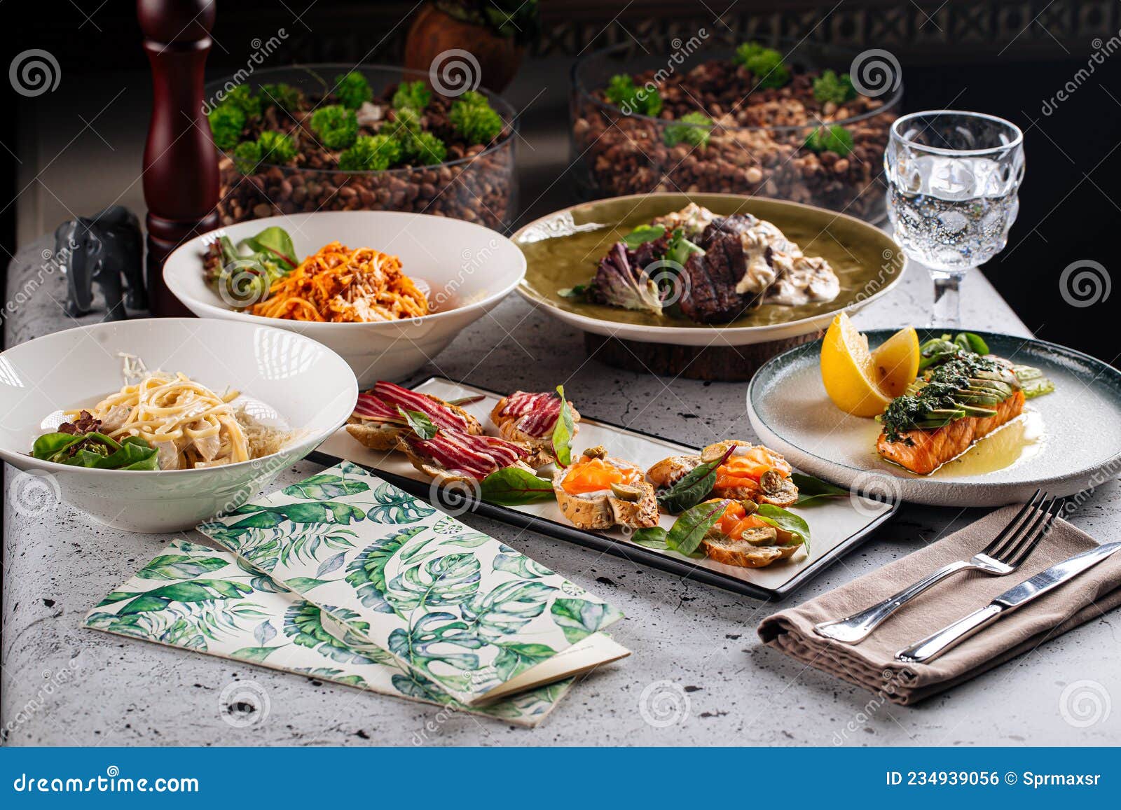 Set of Different Gourmet Mediterranean Dishes Stock Photo Image of