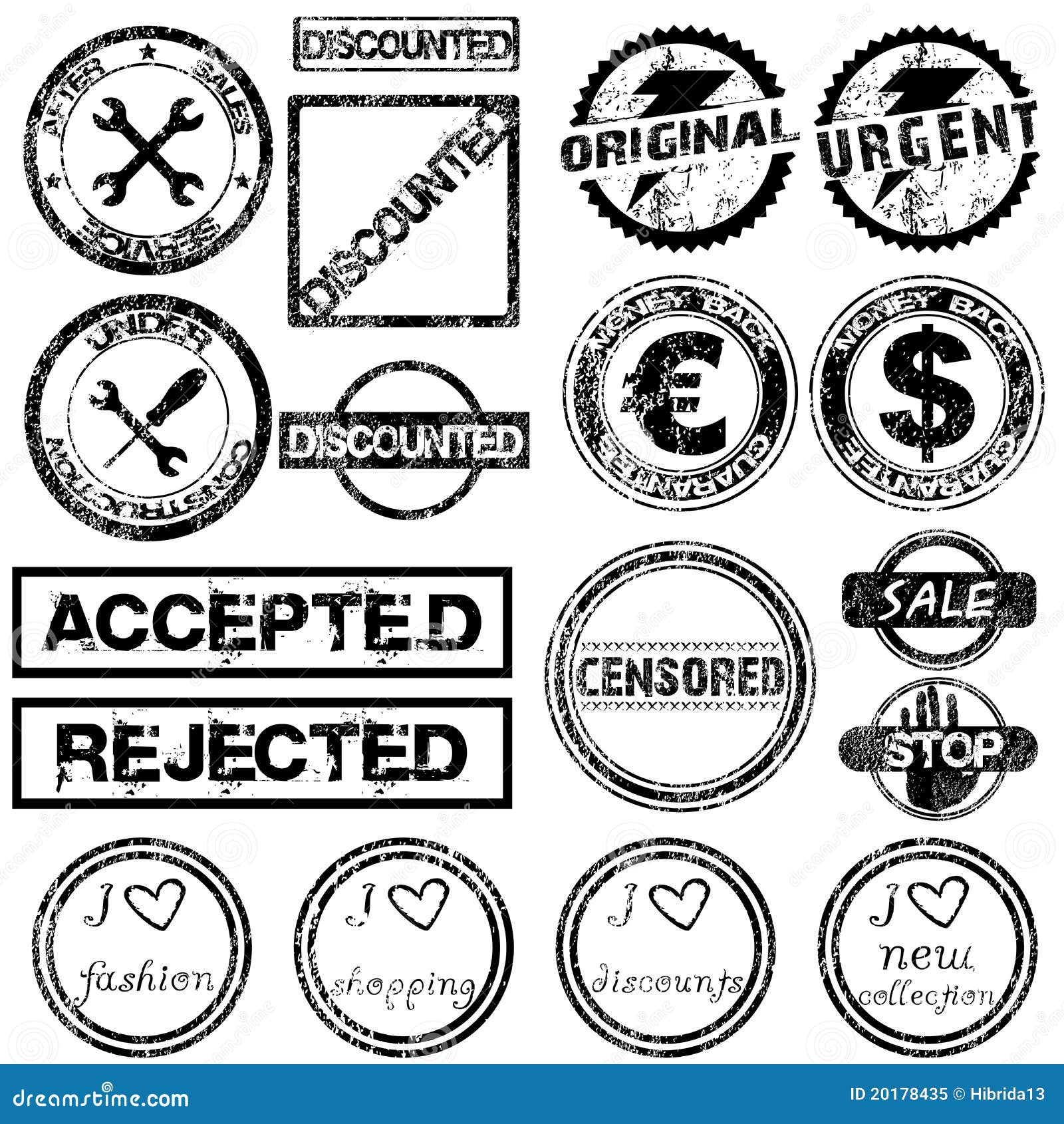 Set with Different Grunge Stamps Stock Vector Illustration of sale