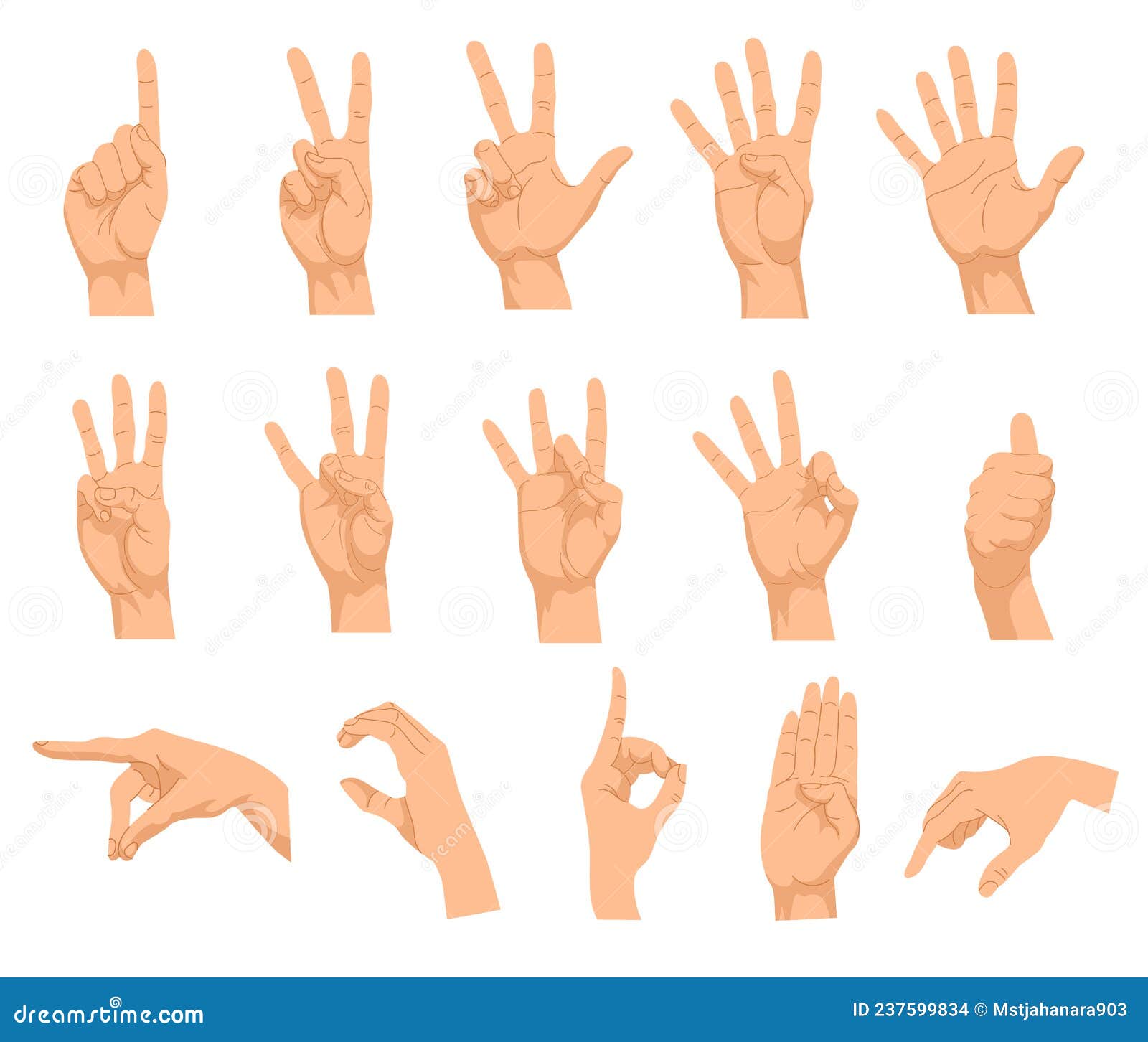 Set of Different Hand Gestures Stock Vector - Illustration of design ...