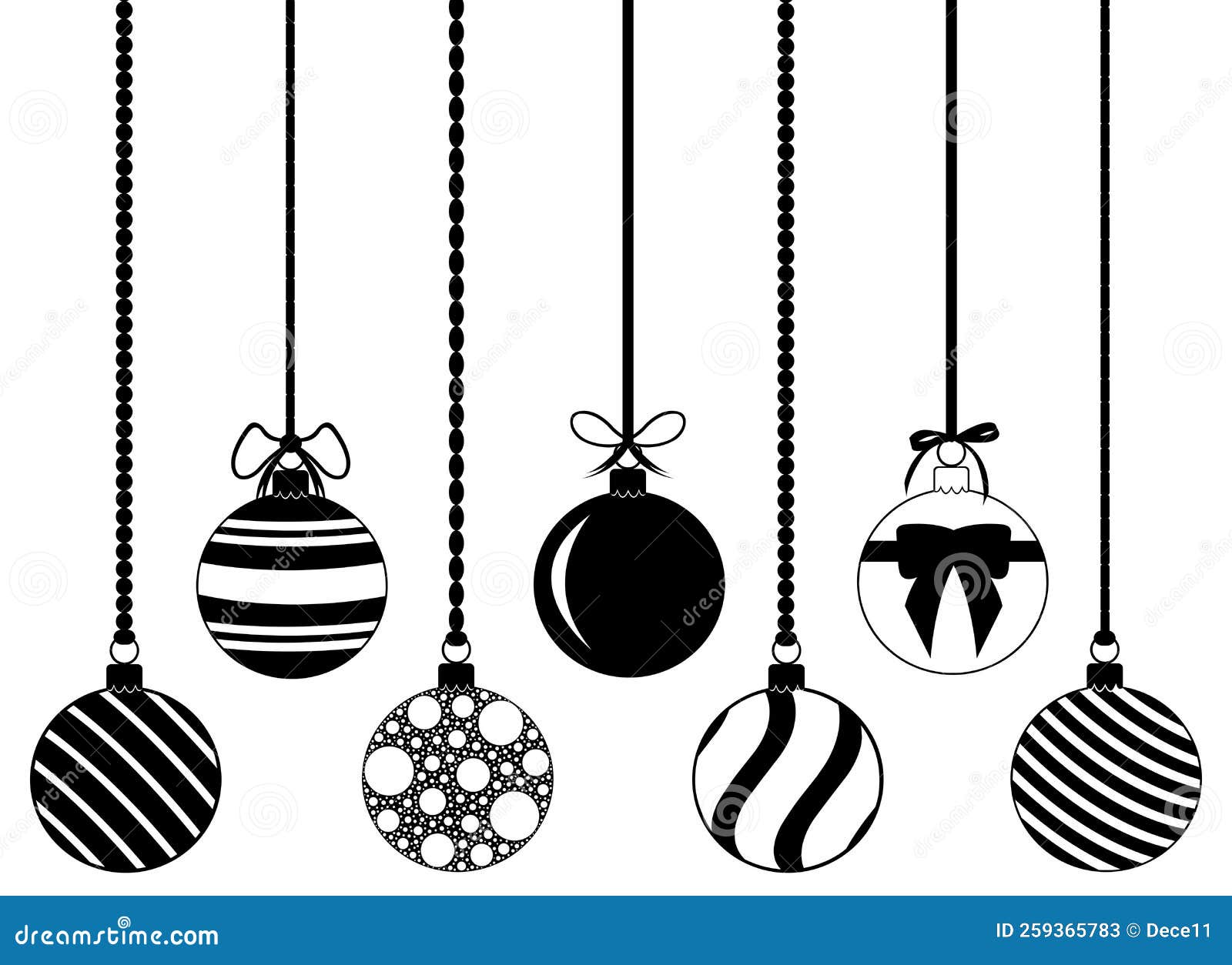 Set of Different Hanging Christmas Decorations Stock Vector ...