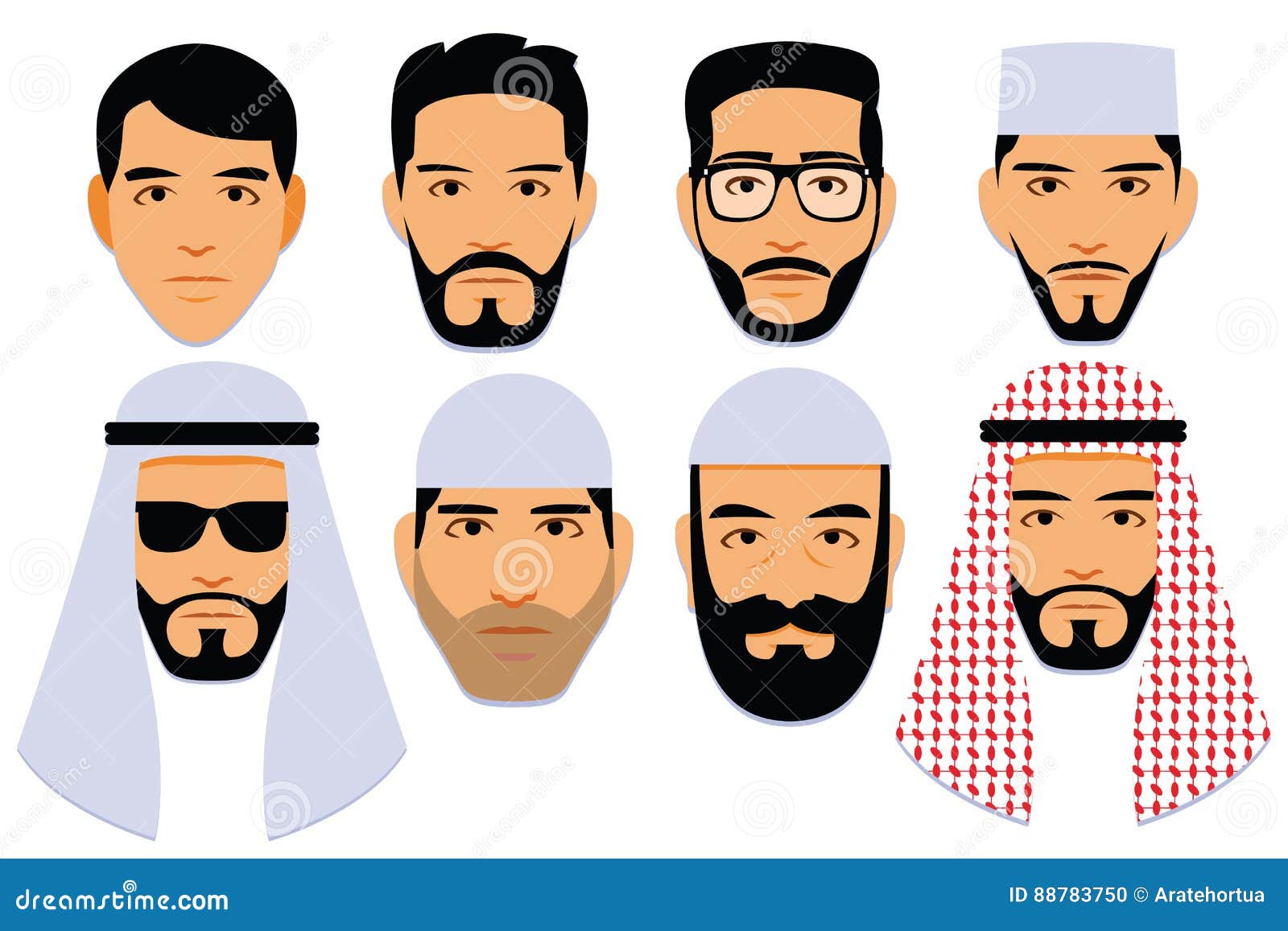 Set of Different Middle Eastern Men Stock Illustration Illustration