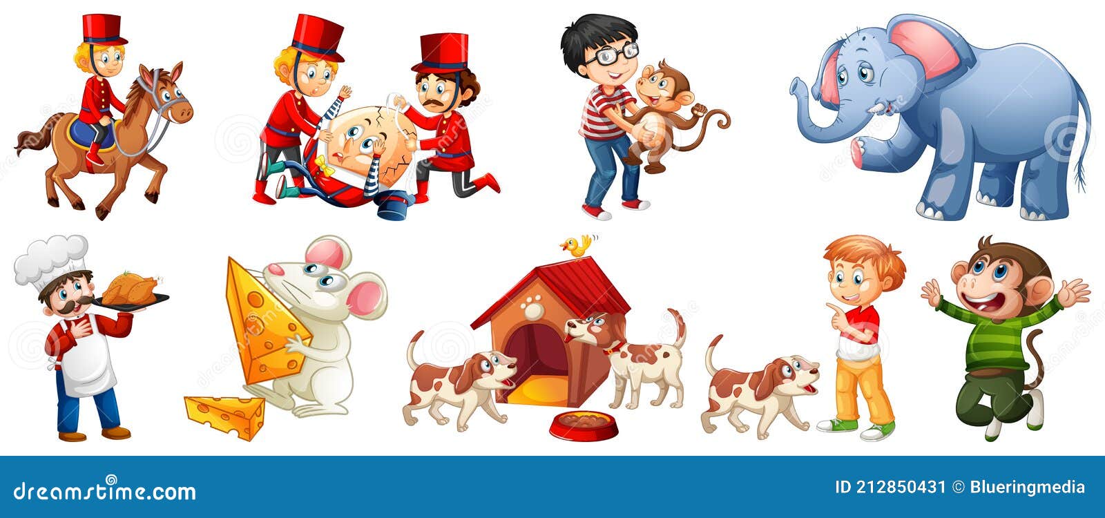 Set of Different Nursery Rhyme Character Isolated on White Background