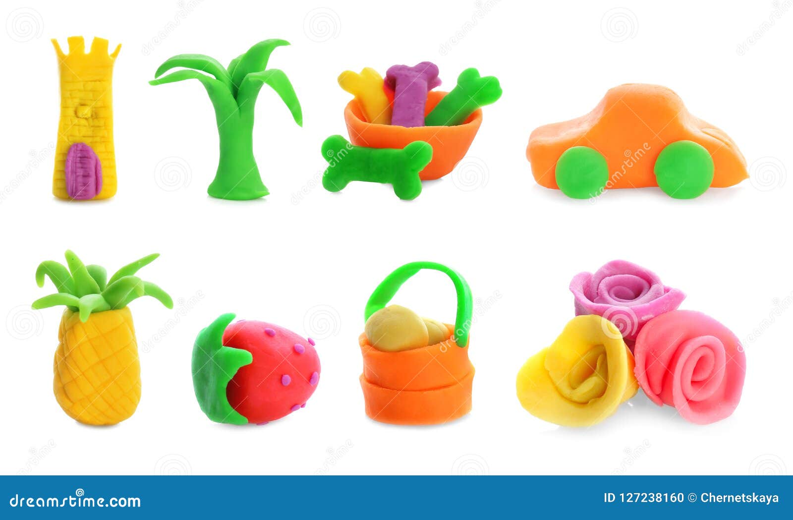 Set with Different Objects Made of Play Dough Stock Photo - Image of idea,  background: 127238160