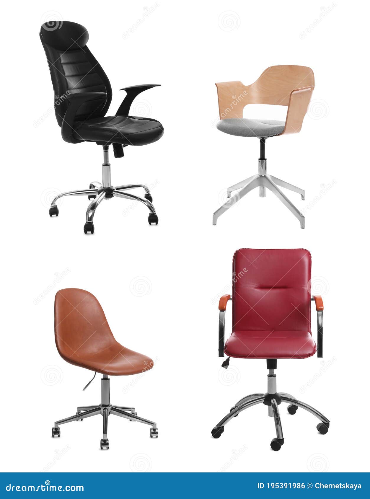 Set of Different Office Chairs on Background Stock Photo Image of