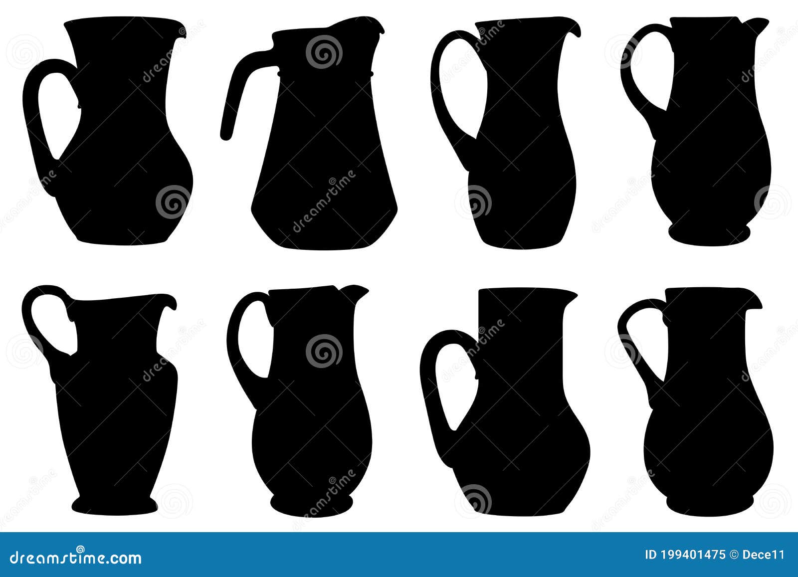 set of different pitchers