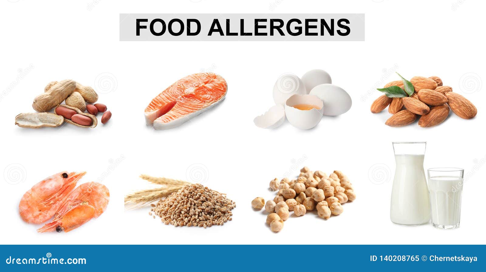 set of different products causing food allergies