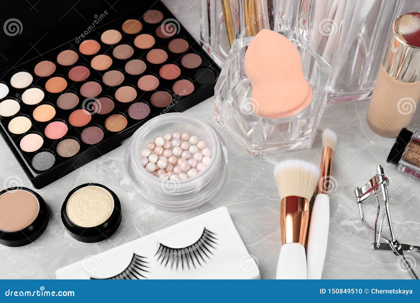 Set of Different Professional Makeup Products Stock Photo Image of