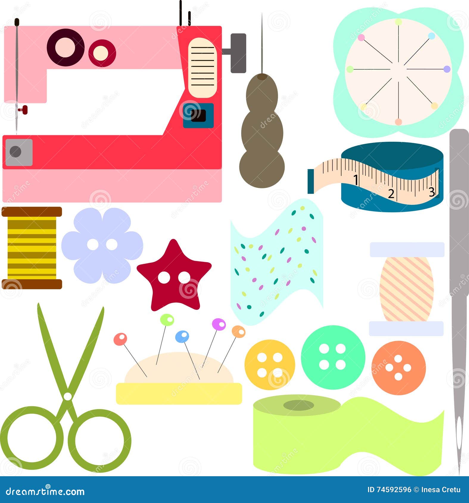 Set of Different Sewing Tools Stock Vector - Illustration of separated ...