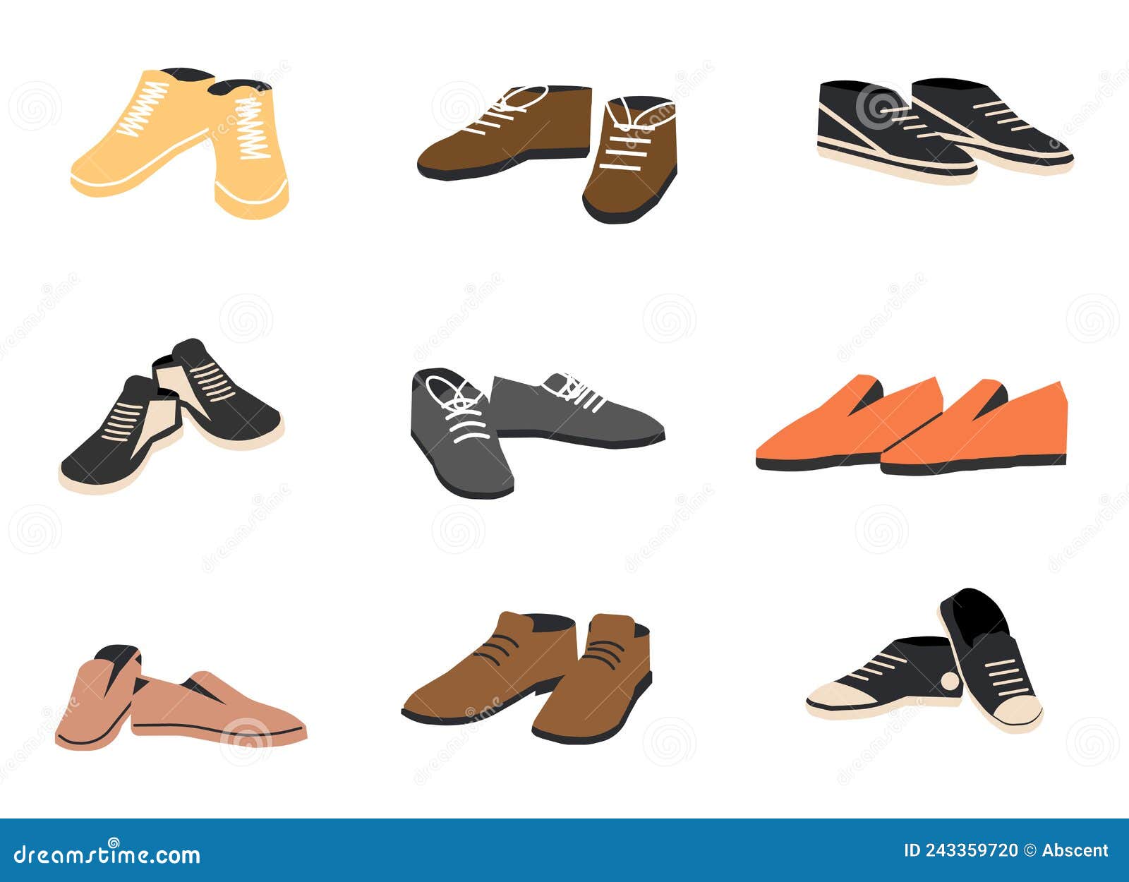 Set of Different Shoes Isolated Stock Vector - Illustration of clothing ...