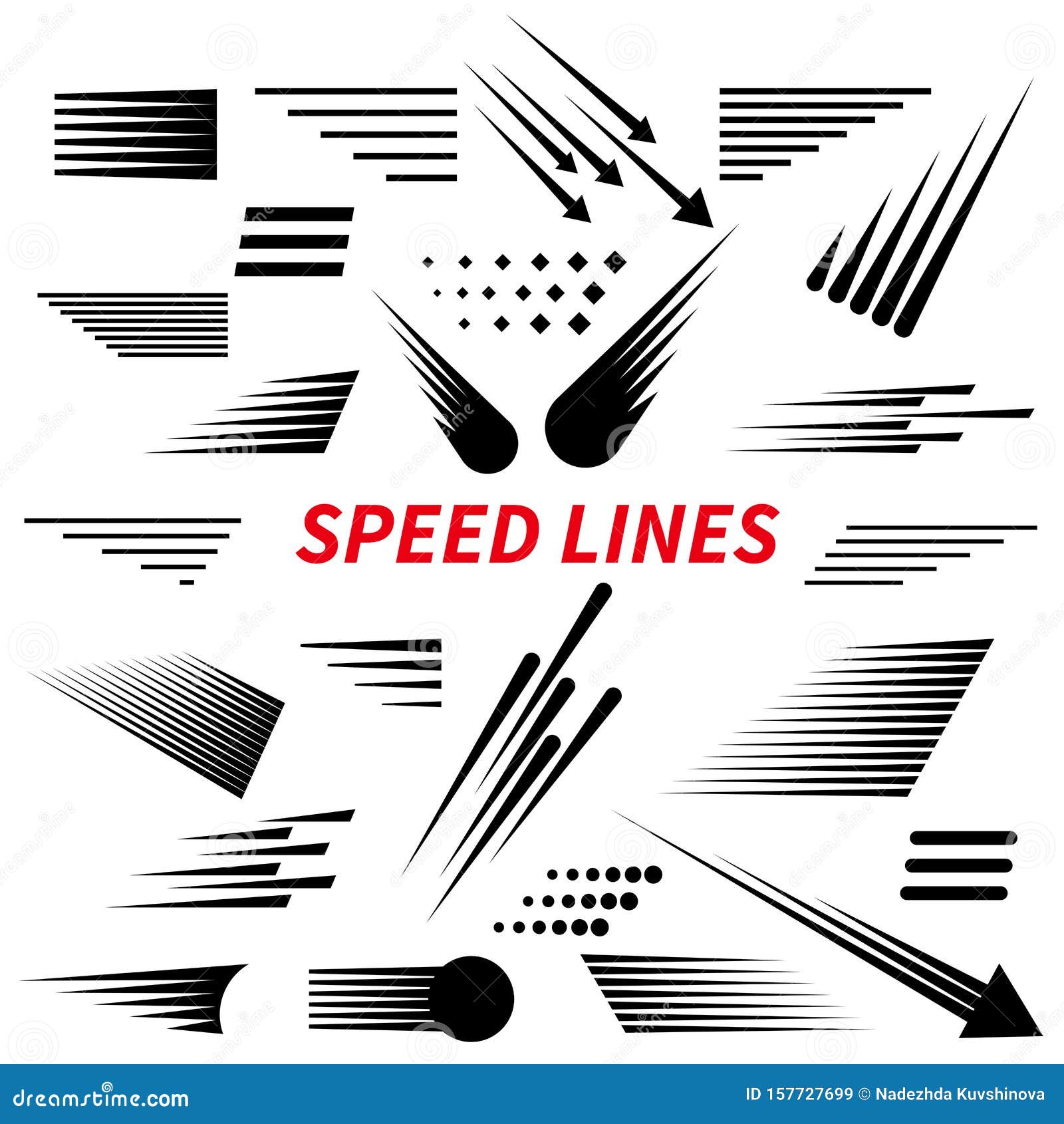 Speed lines collection. Gradient comic cartoon digital lines of