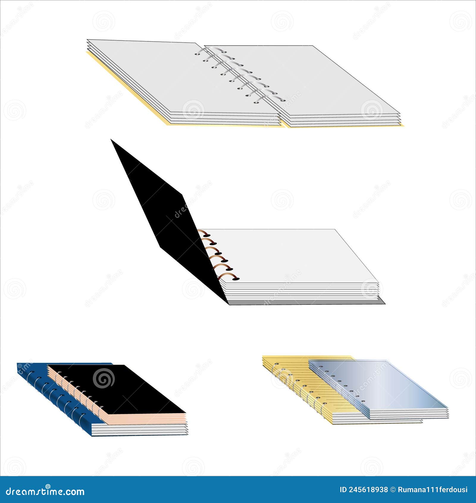 Open and Close Paper Note Pad Clip Art Stock Vector Illustration of