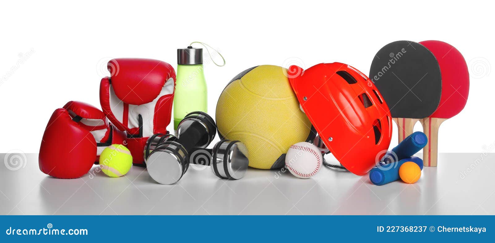 Set of Different Sports Equipment on White Background Stock Image Image of bottle, exercise