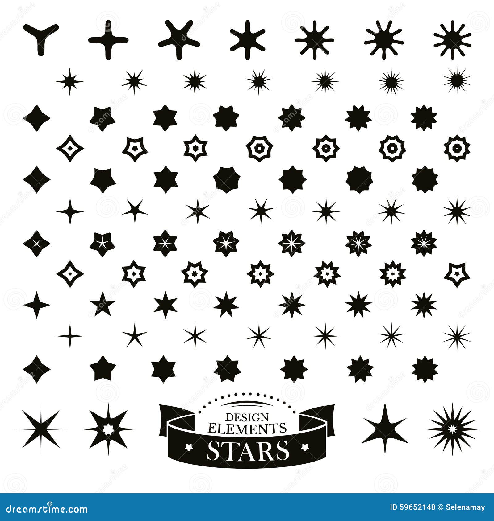 Set of different stars stock vector. Illustration of decorative - 59652140