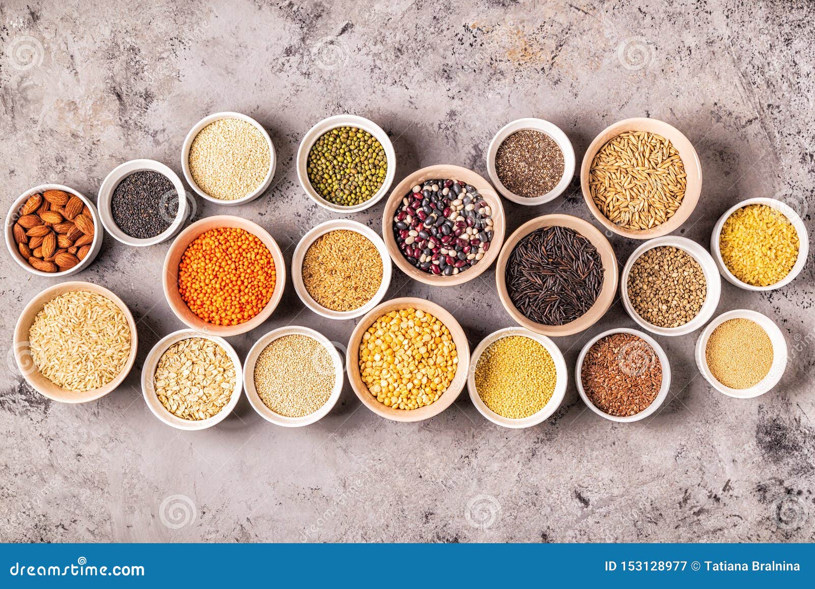 Set of Different Superfoods, Top View Stock Image - Image of mung ...