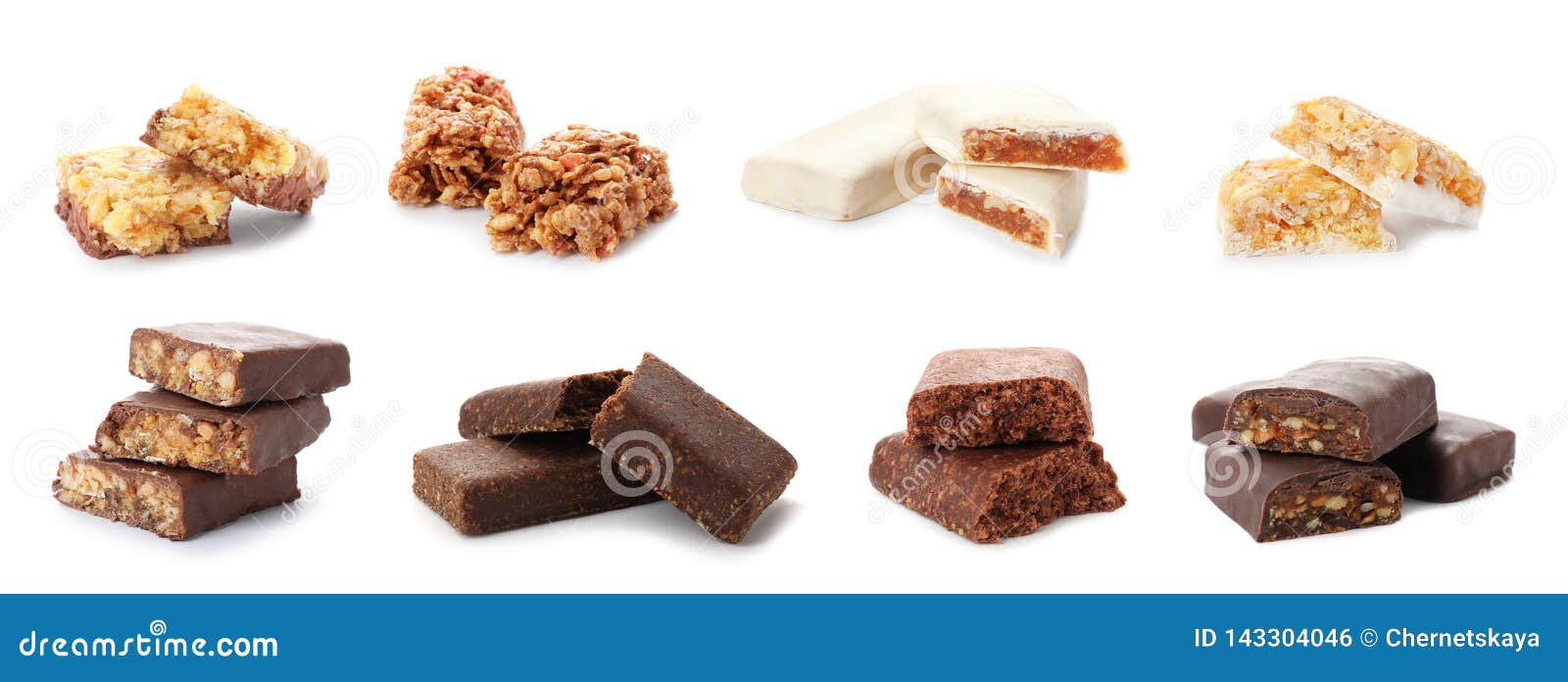 Set of Different Sweet Protein Bars on White Stock Photo Image of