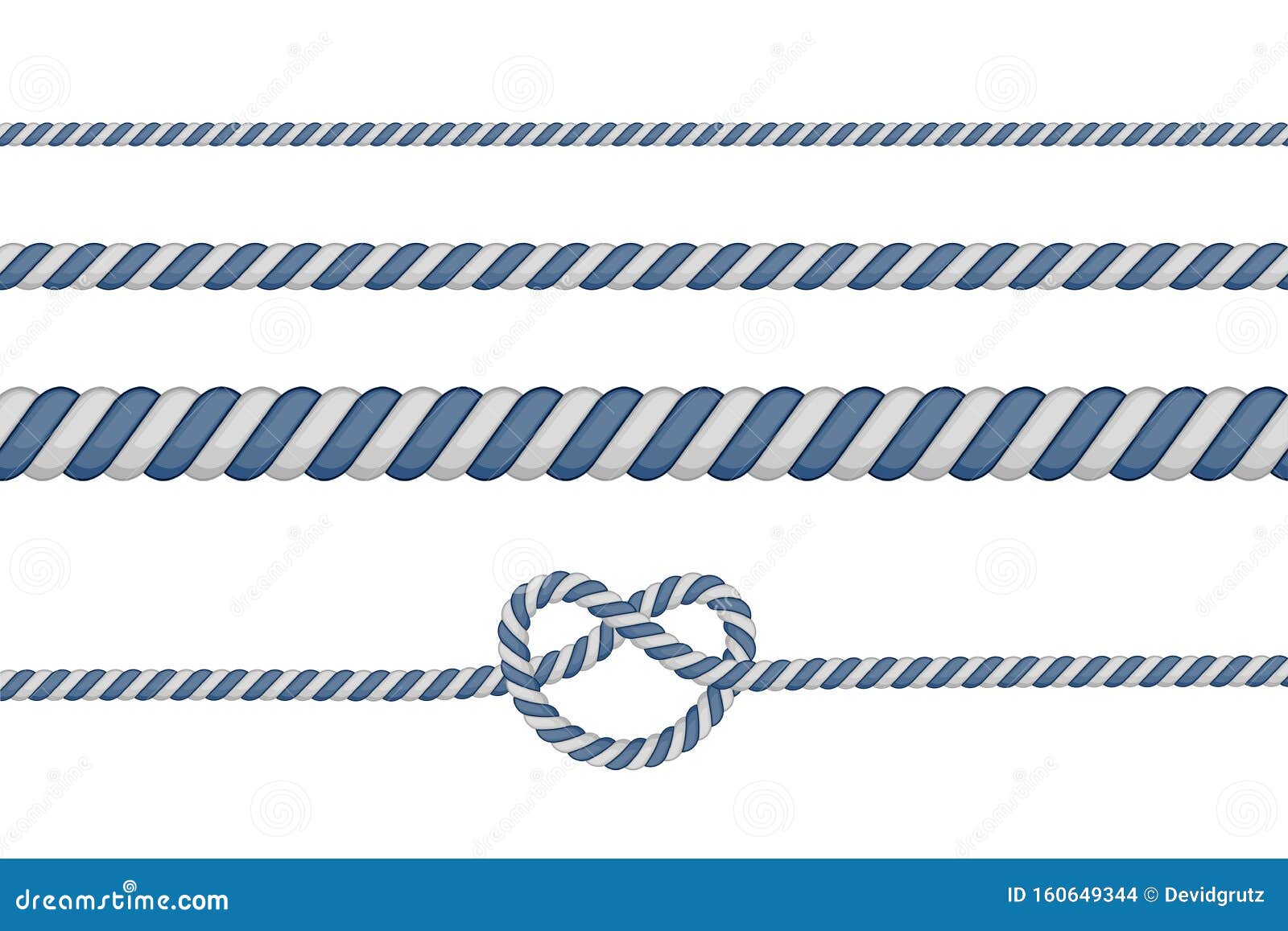 Set of Different Thickness Ropes Isolated on White. Vector Illustration ...