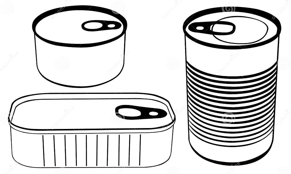 Set of different tin cans stock vector. Illustration of ring 214462890