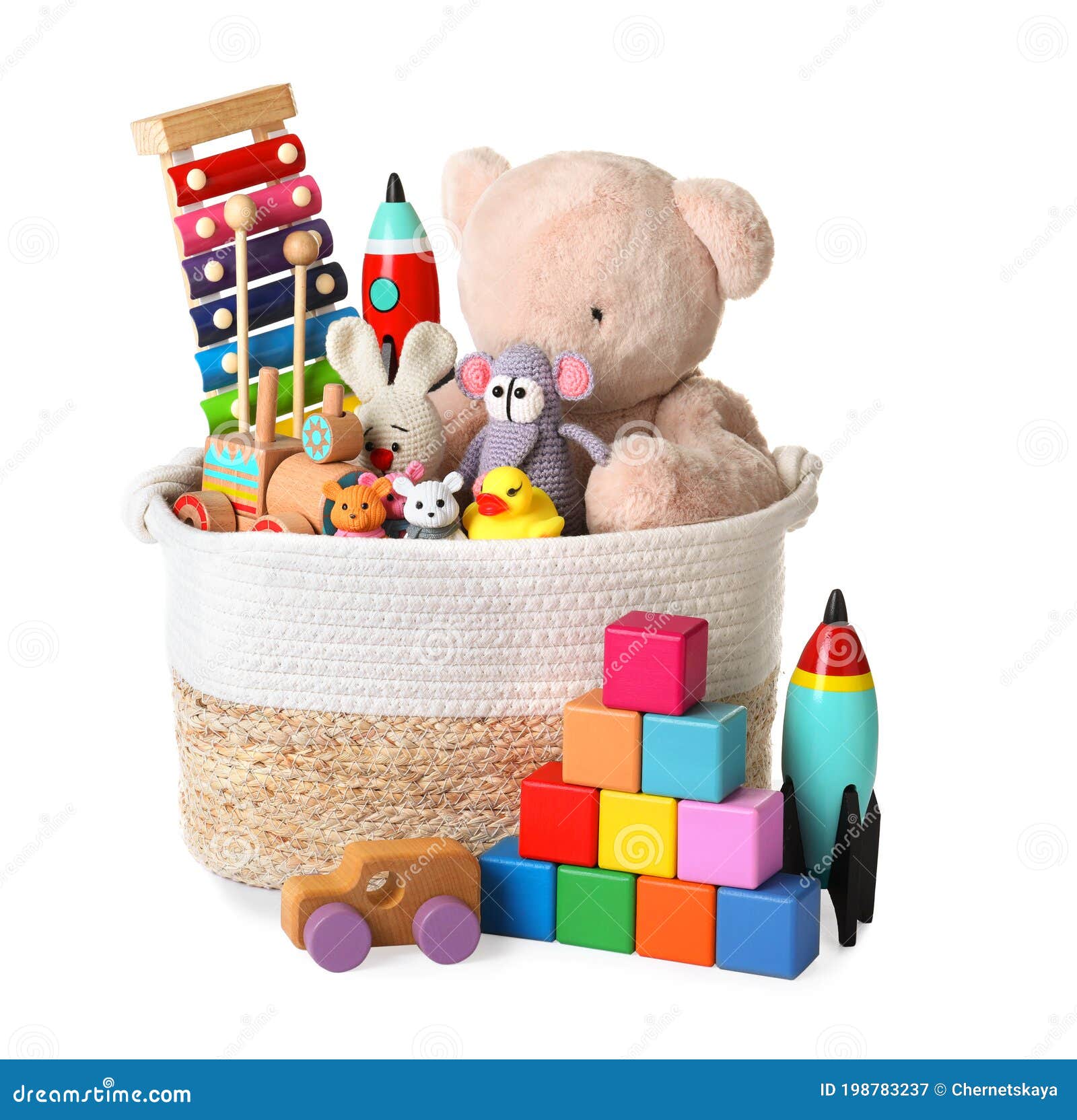 Set of Different Toys on White Background Stock Image - Image of
