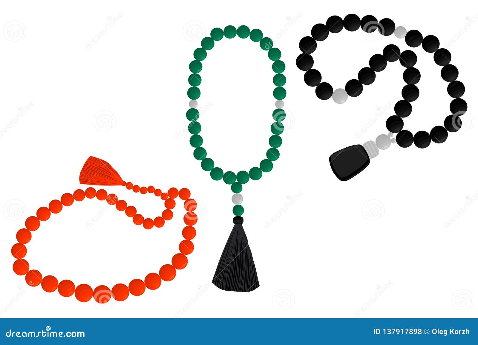 Set Different Types Of Beads For Rosary With Tassel Stock Vector Illustration Of Cartoon Middle 137917898