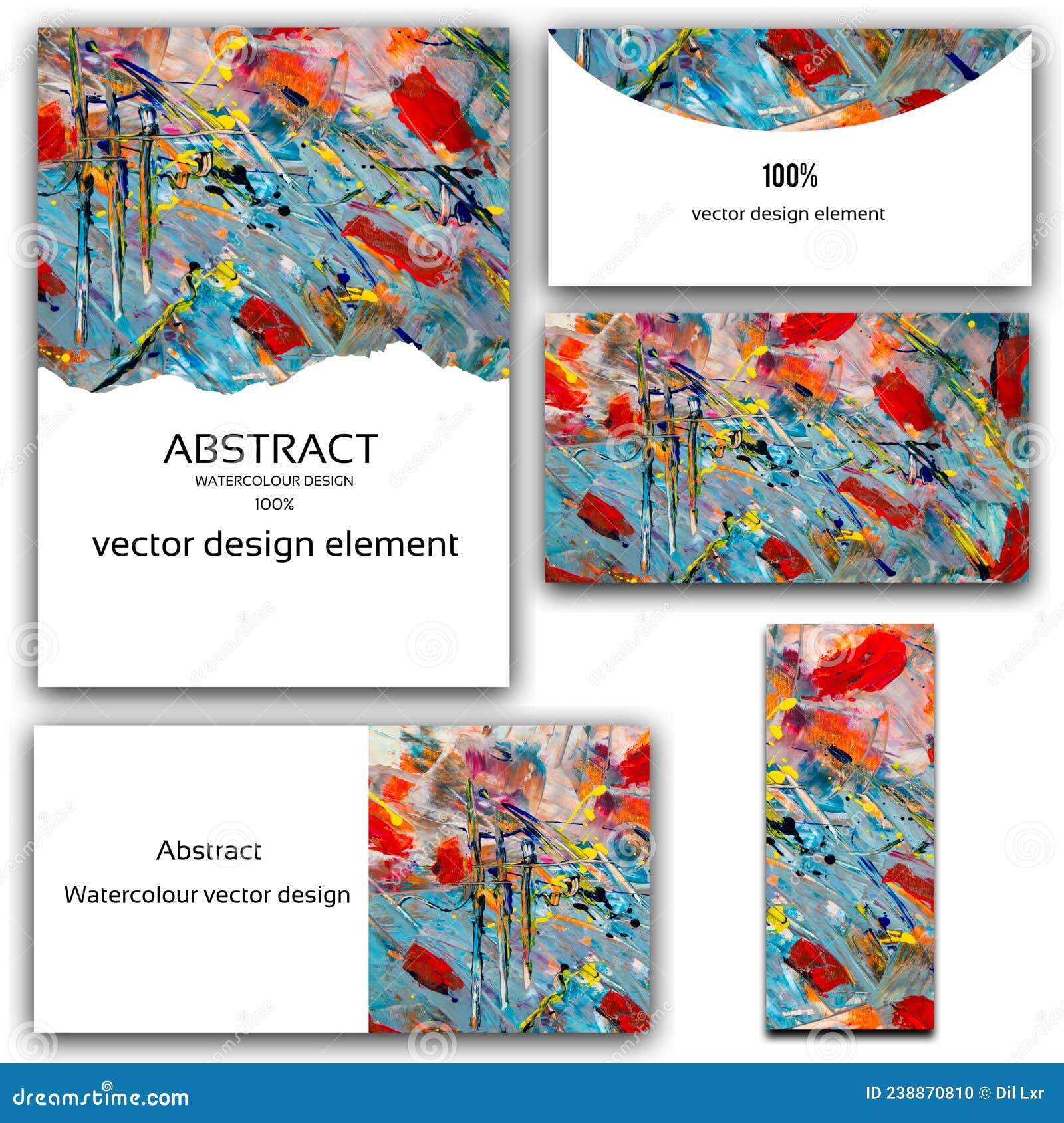 Set Different Types Businesses Card with Abstract Art Stock