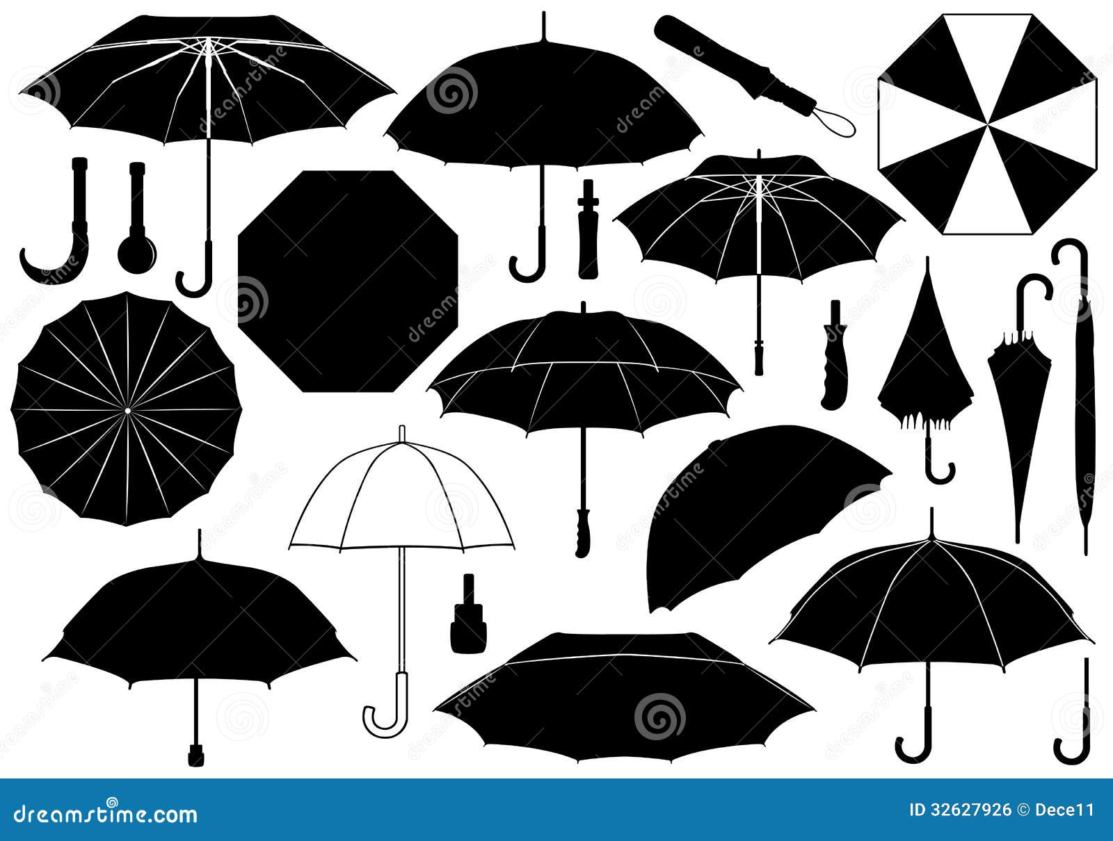 Set of different umbrellas stock vector. Illustration of object 32627926