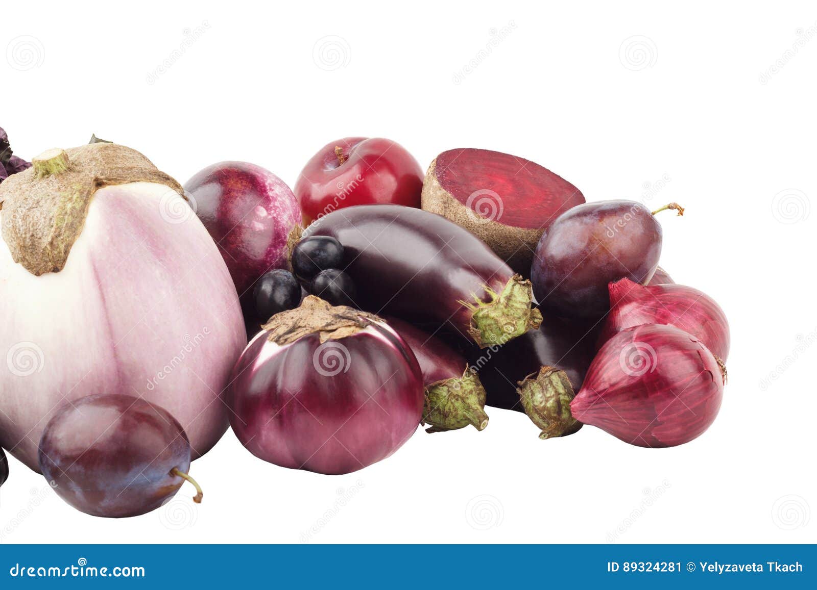 Set of Different Violet Raw Vegetables, Isolated Stock Image Image of