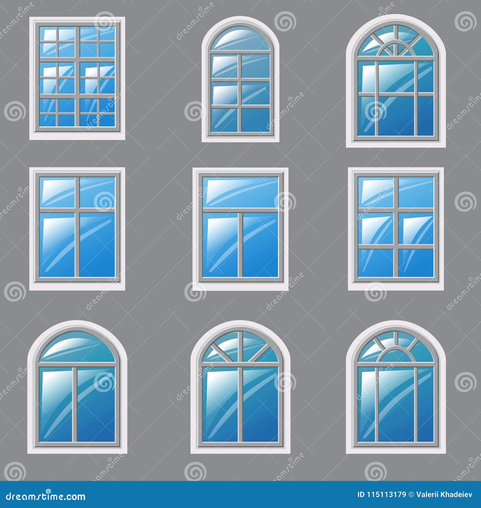 Set of Different Windows, Element for Architecture, Vector