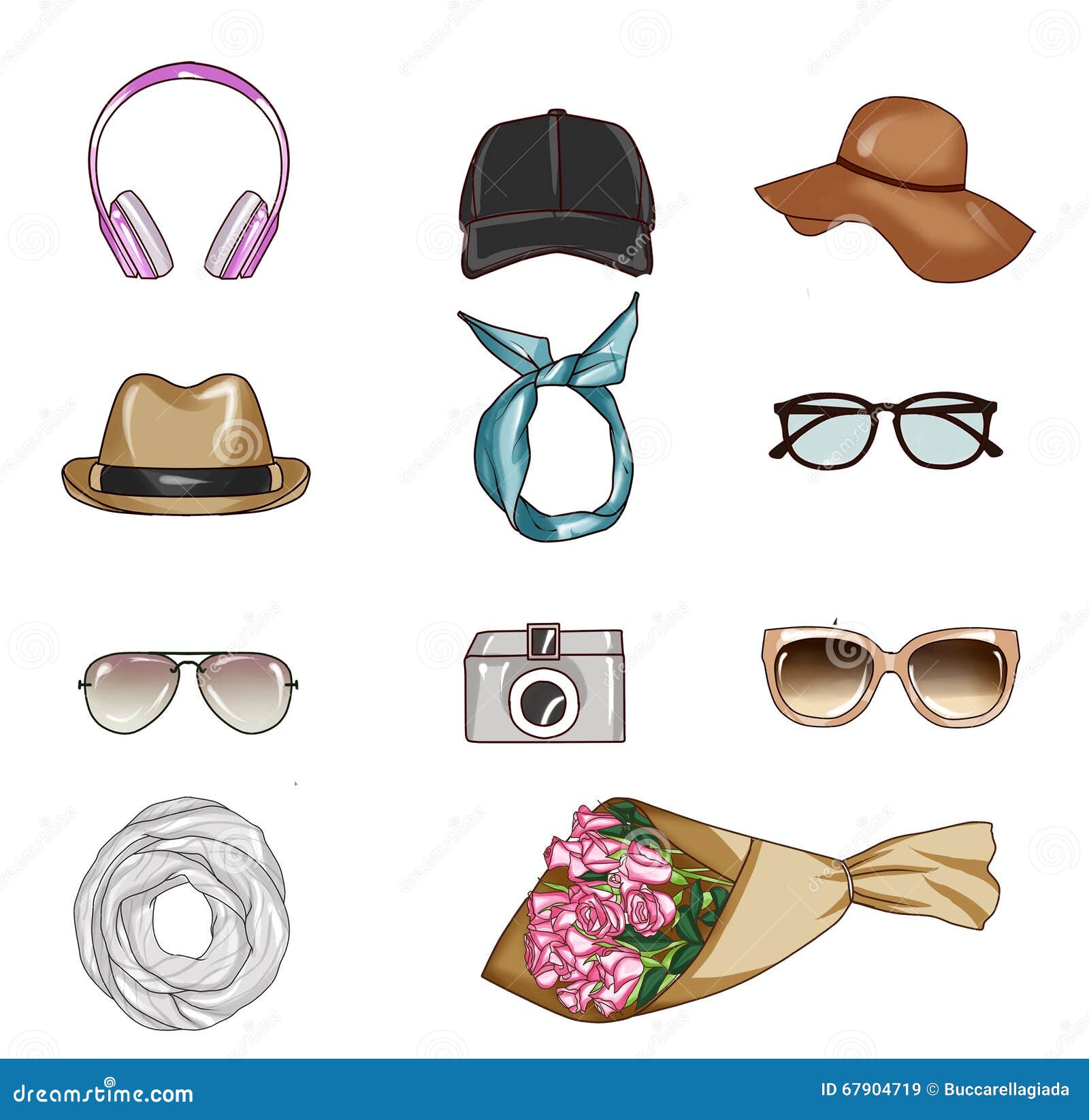 Set of Different Woman S Accessories Stock Illustration Illustration