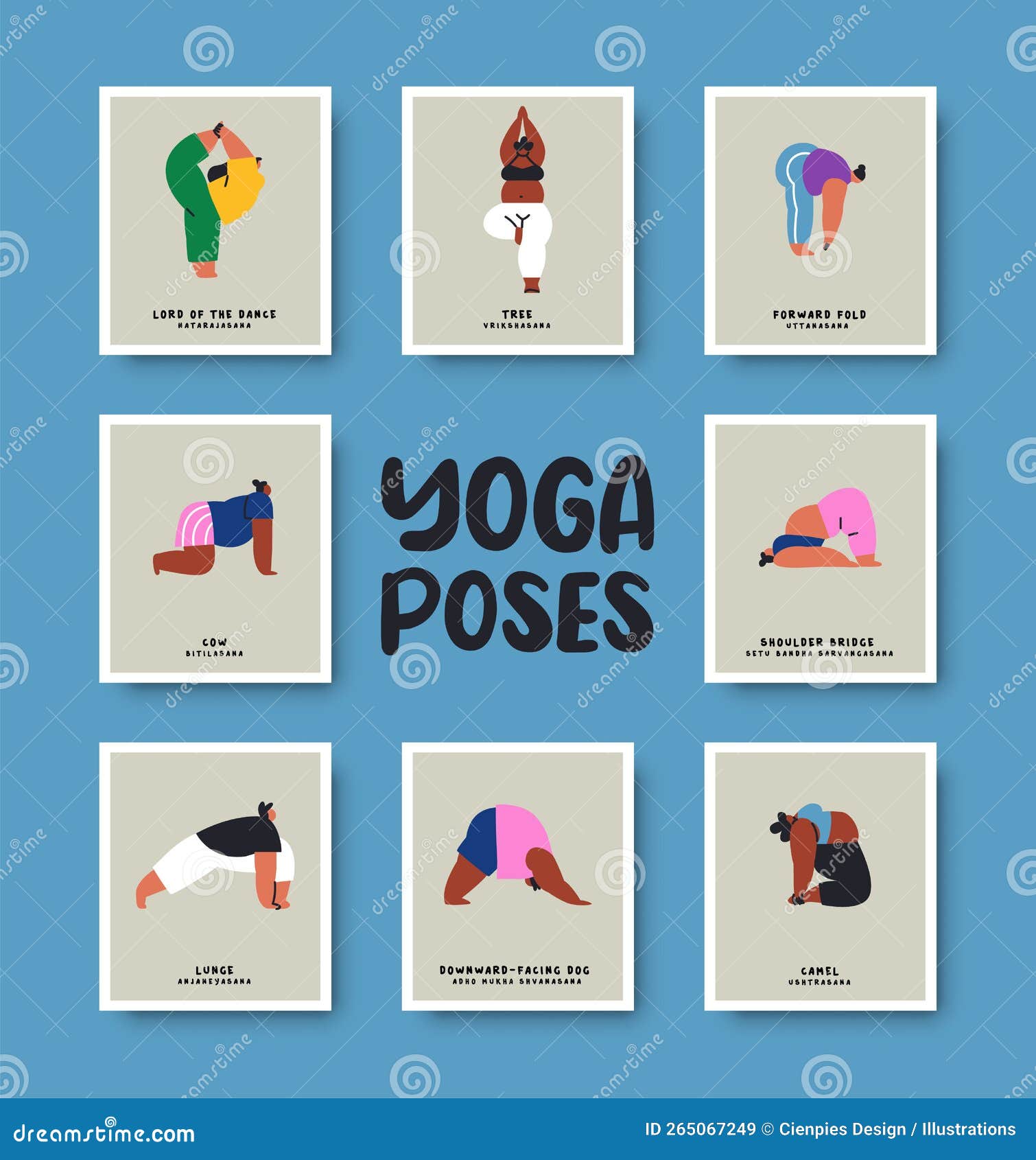 Yoga Pose Funny People Cartoon Position Set Stock Vector - Illustration of  woman, posture: 265067249