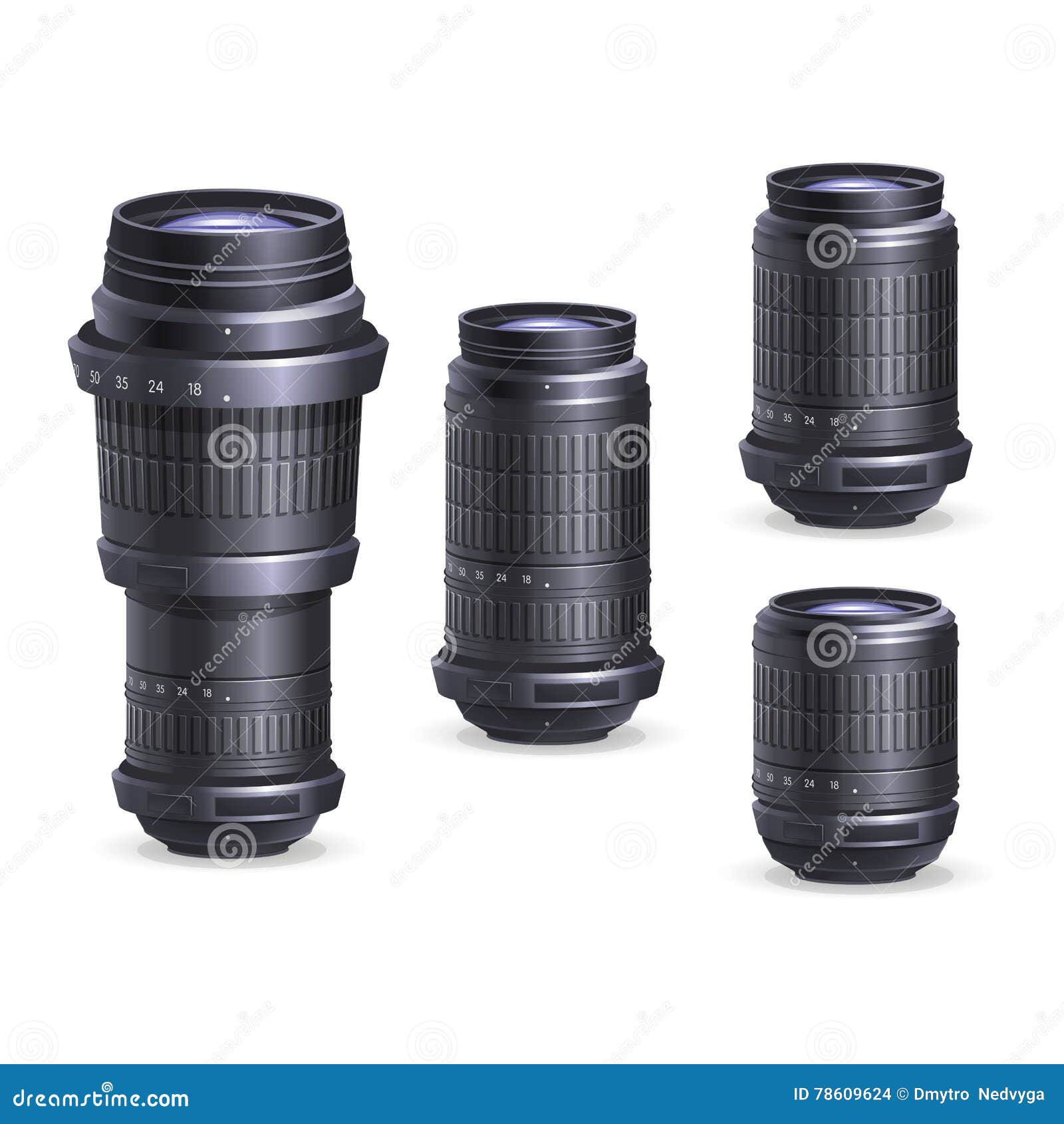 set of digital camera lenses.