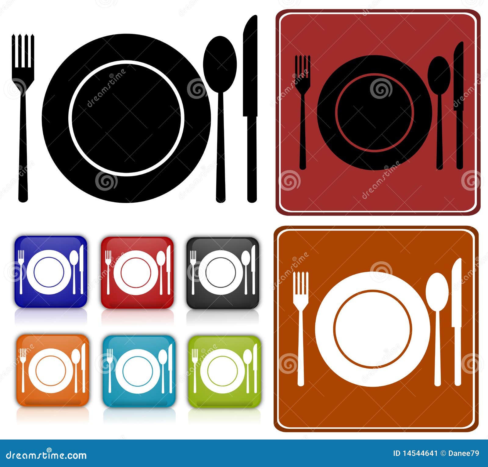 Set of dinner icons stock illustration. Illustration of plate 14544641