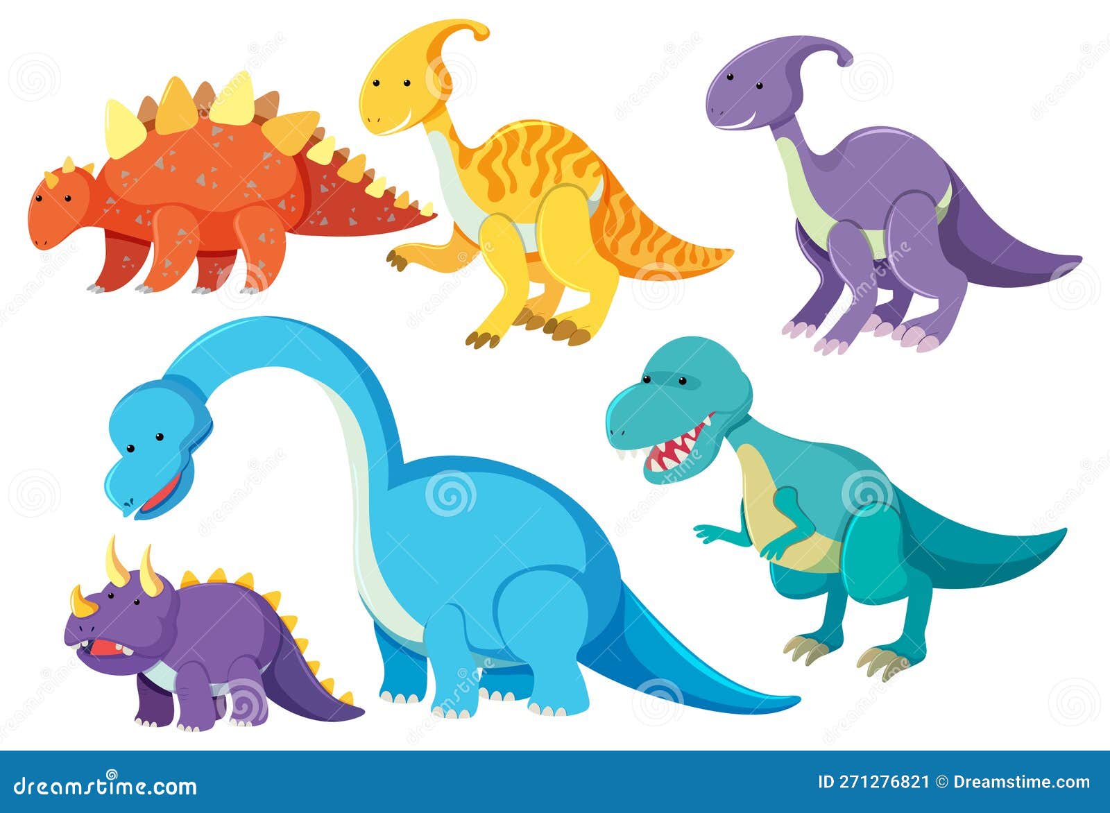 Set of Dinosaur Cartoon Character Stock Vector - Illustration of ...