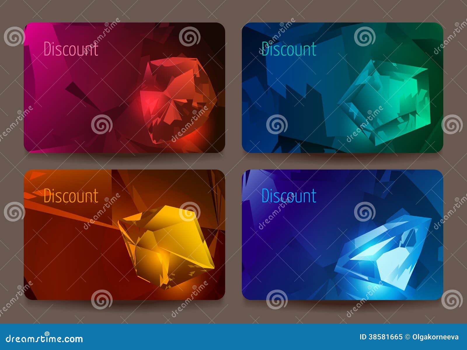 A Set of Discount Cards with Precious Stones. Stock Vector