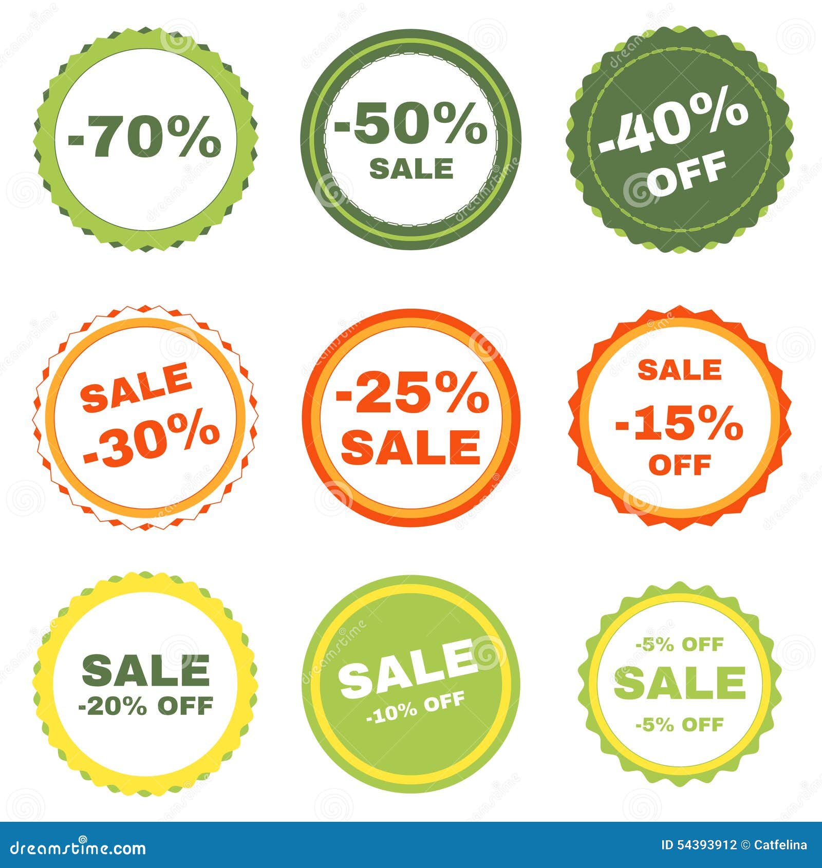 Set of discount eco badges stock vector. Illustration of orange 54393912
