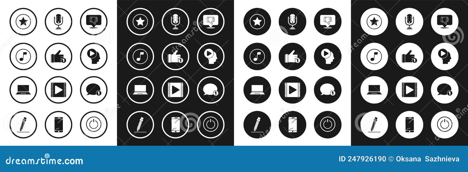 Set Dislike in Speech Bubble, Hand, Music Note, Tone, Star, Head People
