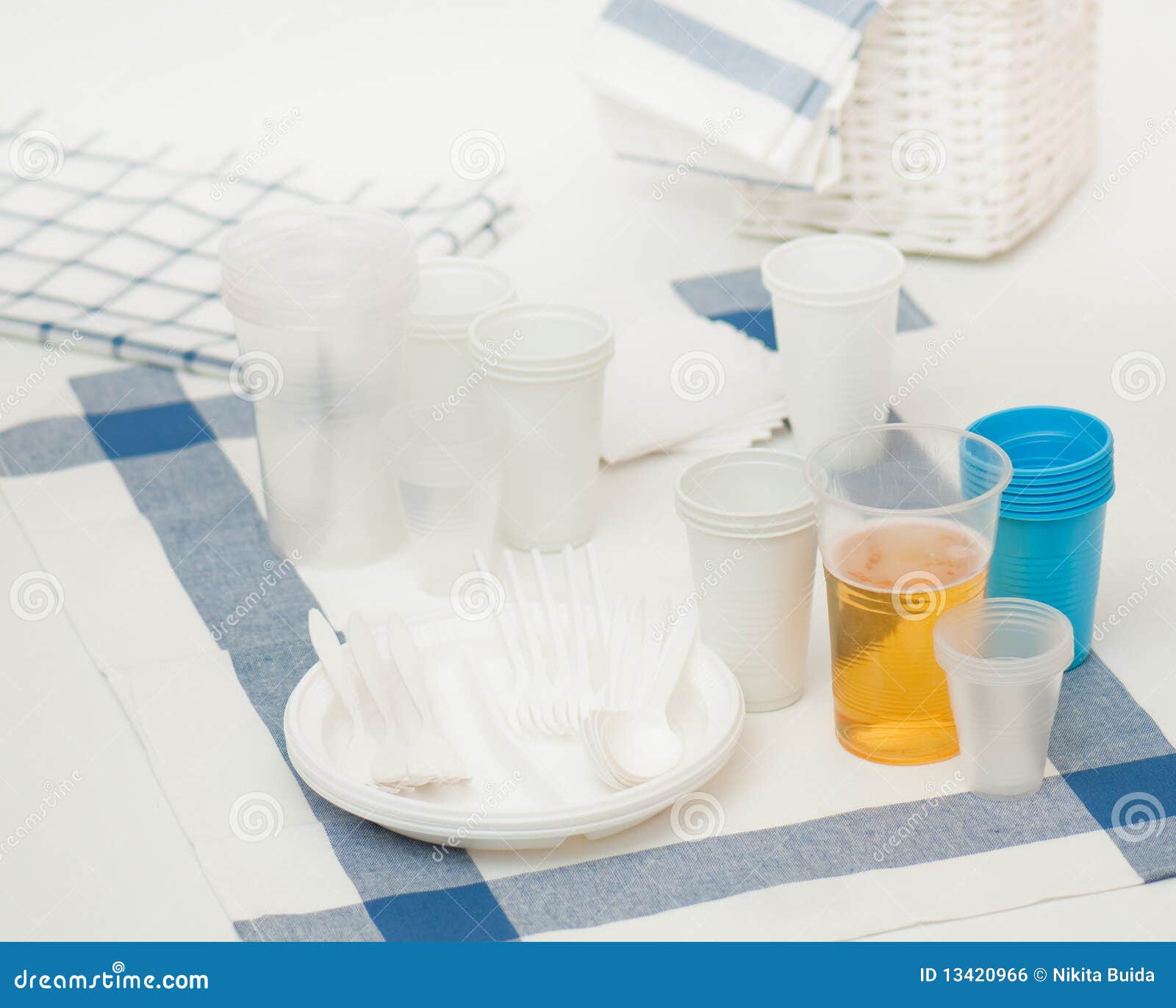 Set of disposable dishes stock photo. Image of table 13420966