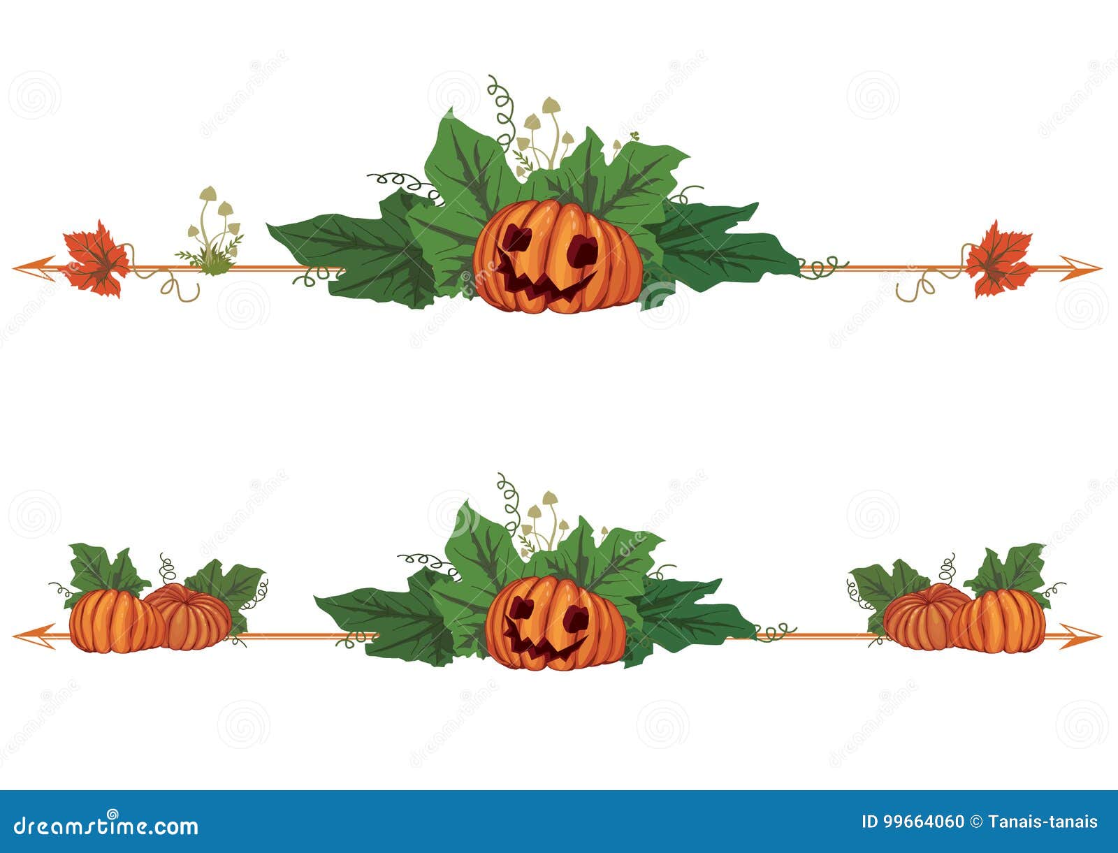 Set of Dividers with Pumpkins Stock Vector - Illustration of celtic ...