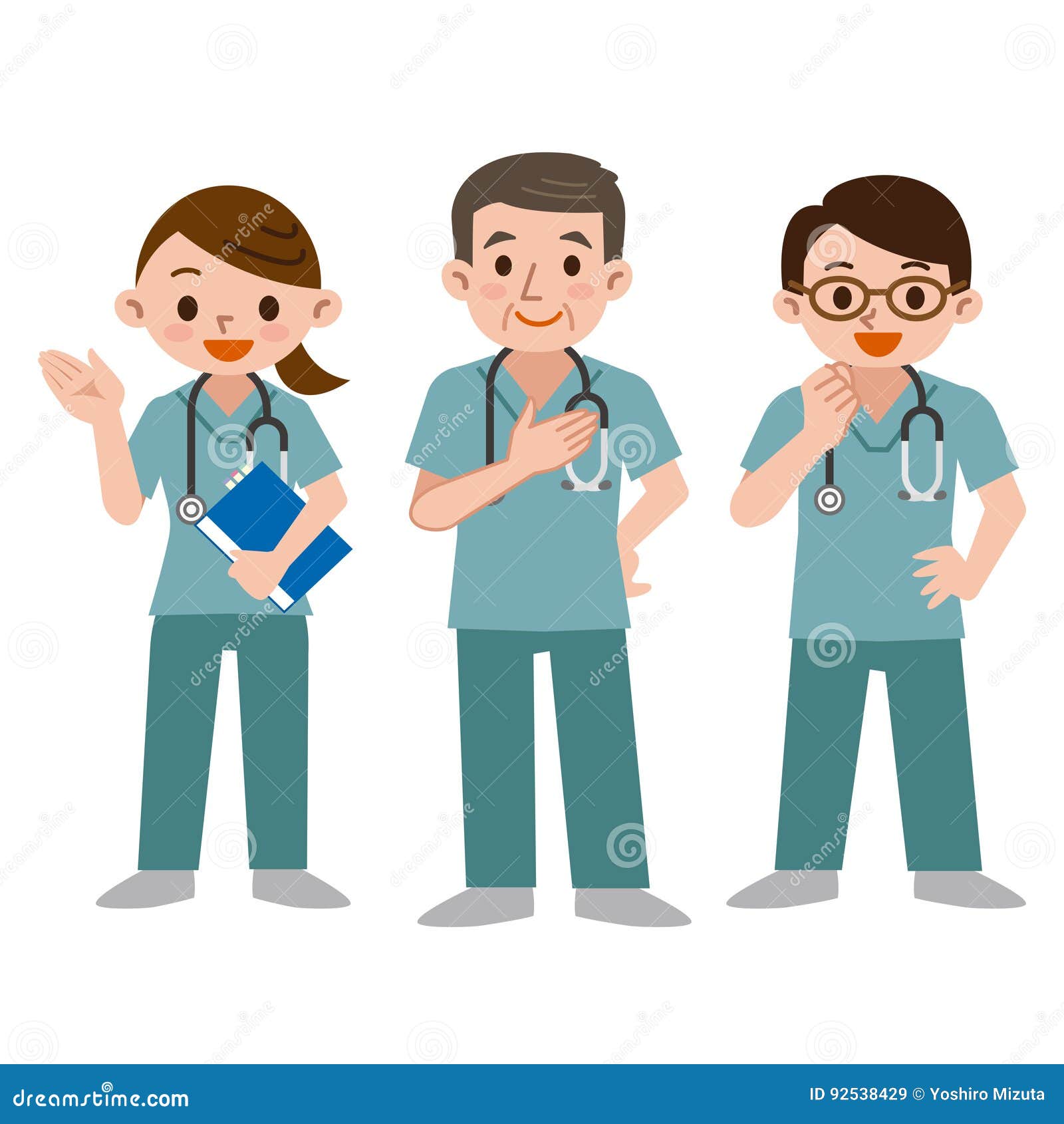 Set of doctors in a scrub stock vector. Illustration of hospital 92538429